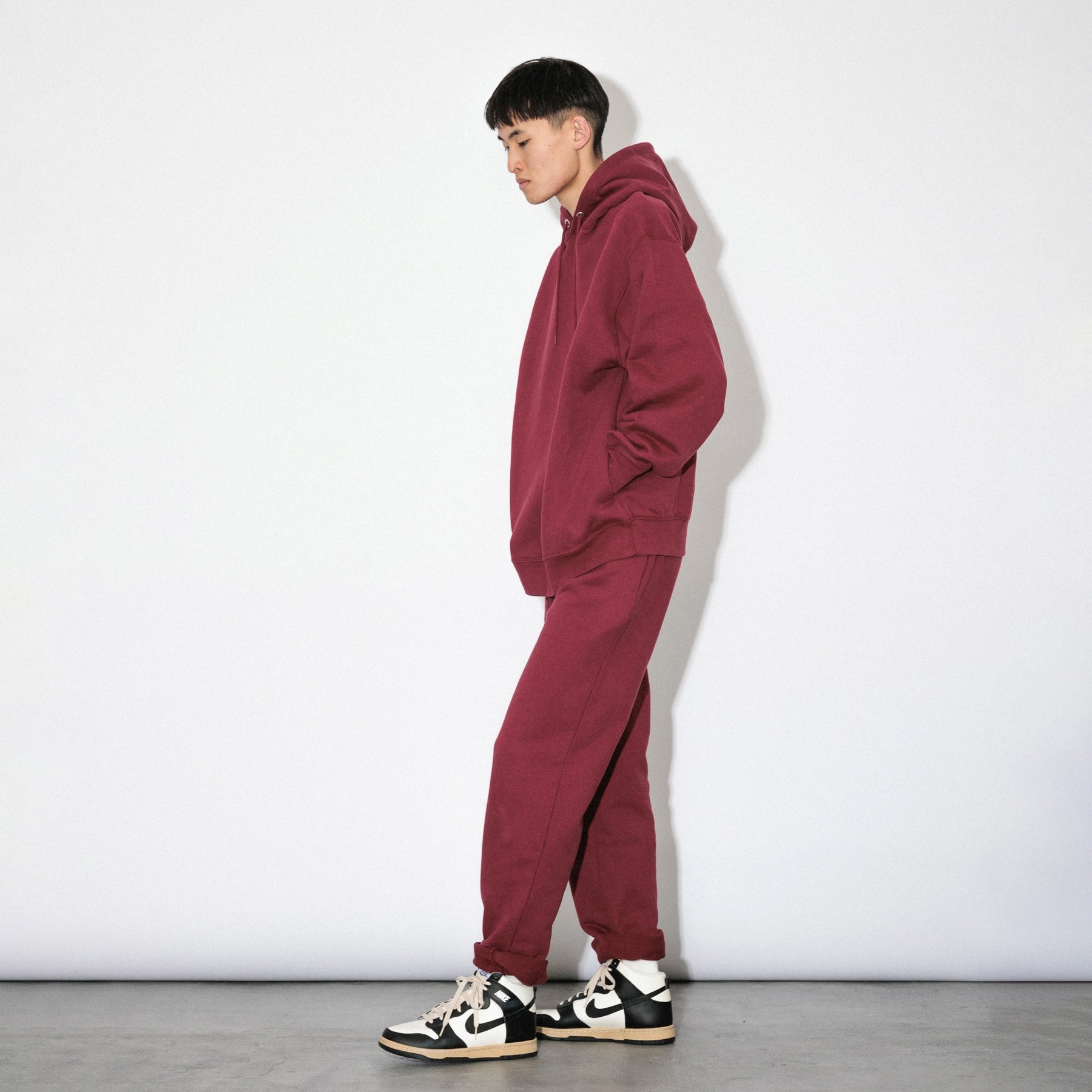 KN-HS-SP-01_MA | Heavy Hooded Sweatshirt - Seam Pocket | Color:MAROON【Knuu（縫う）_ヌウ】