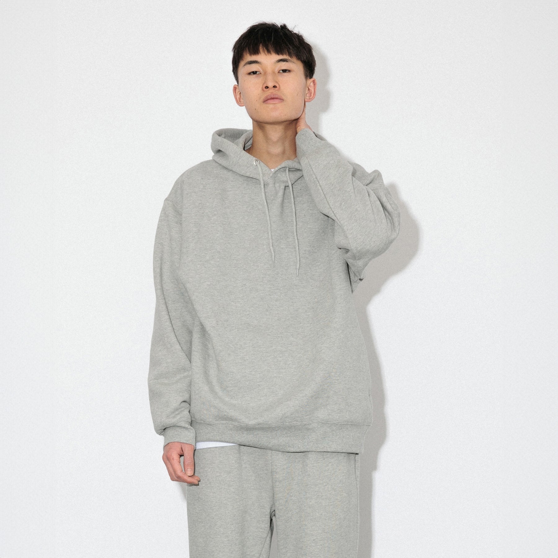 KN-HS-SP-01_HG | Heavy Hooded Sweatshirt - Seam Pocket | Color:HEATHER GRAY【Knuu（縫う）_ヌウ】