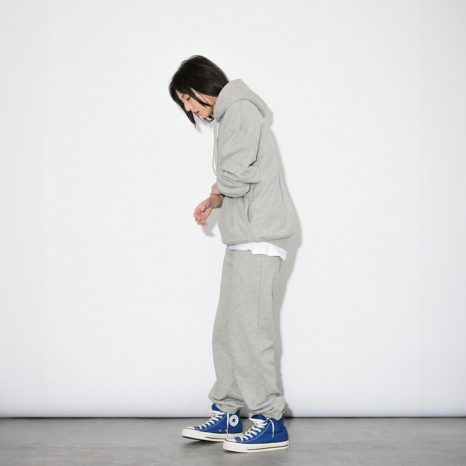 KN-HS-SP-01_HG | Heavy Hooded Sweatshirt - Seam Pocket | Color:HEATHER GRAY【Knuu（縫う）_ヌウ】