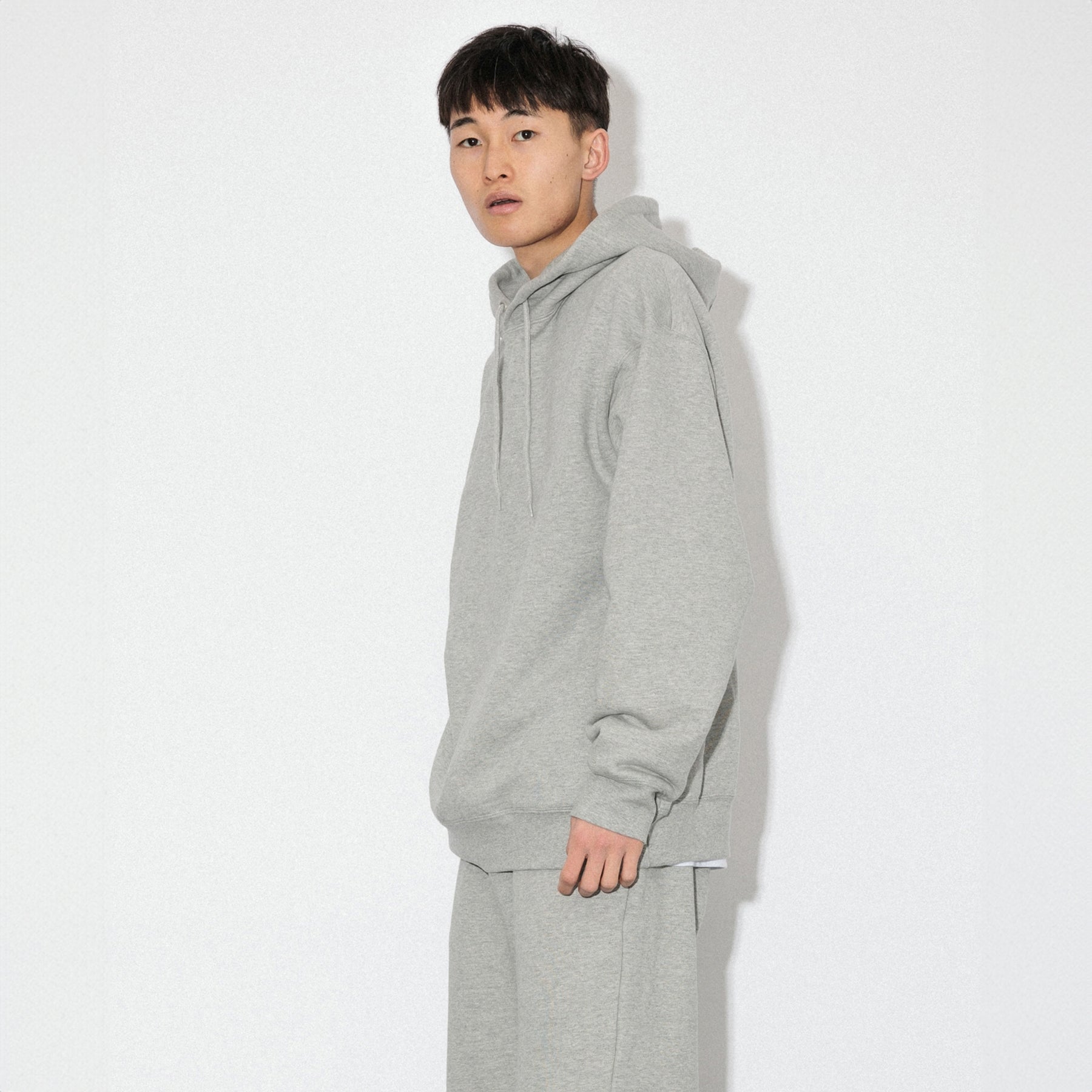 KN-HS-SP-01_HG | Heavy Hooded Sweatshirt - Seam Pocket | Color:HEATHER GRAY【Knuu（縫う）_ヌウ】