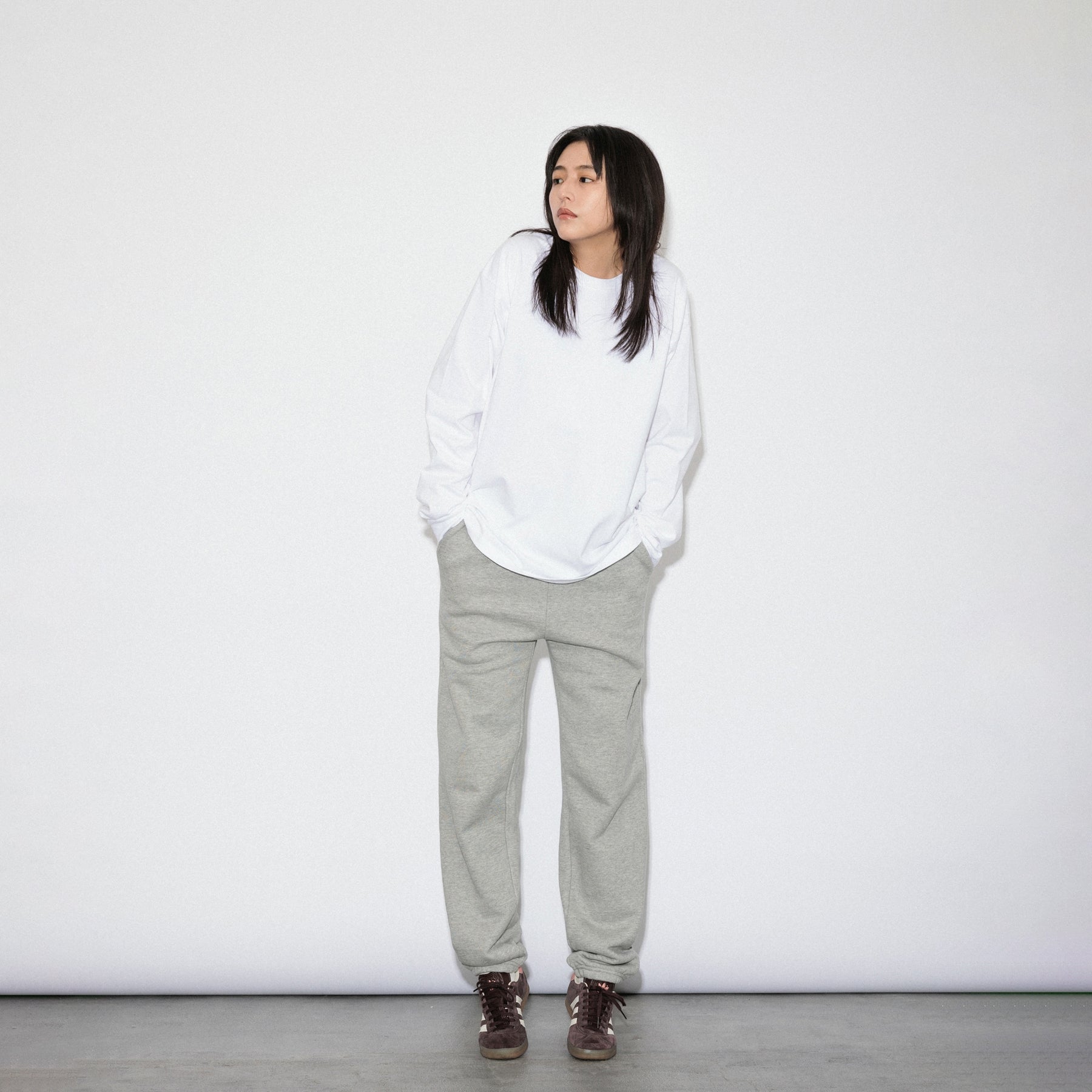 KN-LT-01_WH | Heavy Crewneck Long Sleeve T-Shirt | Color:WHITE【Knuu（縫う）_ヌウ】