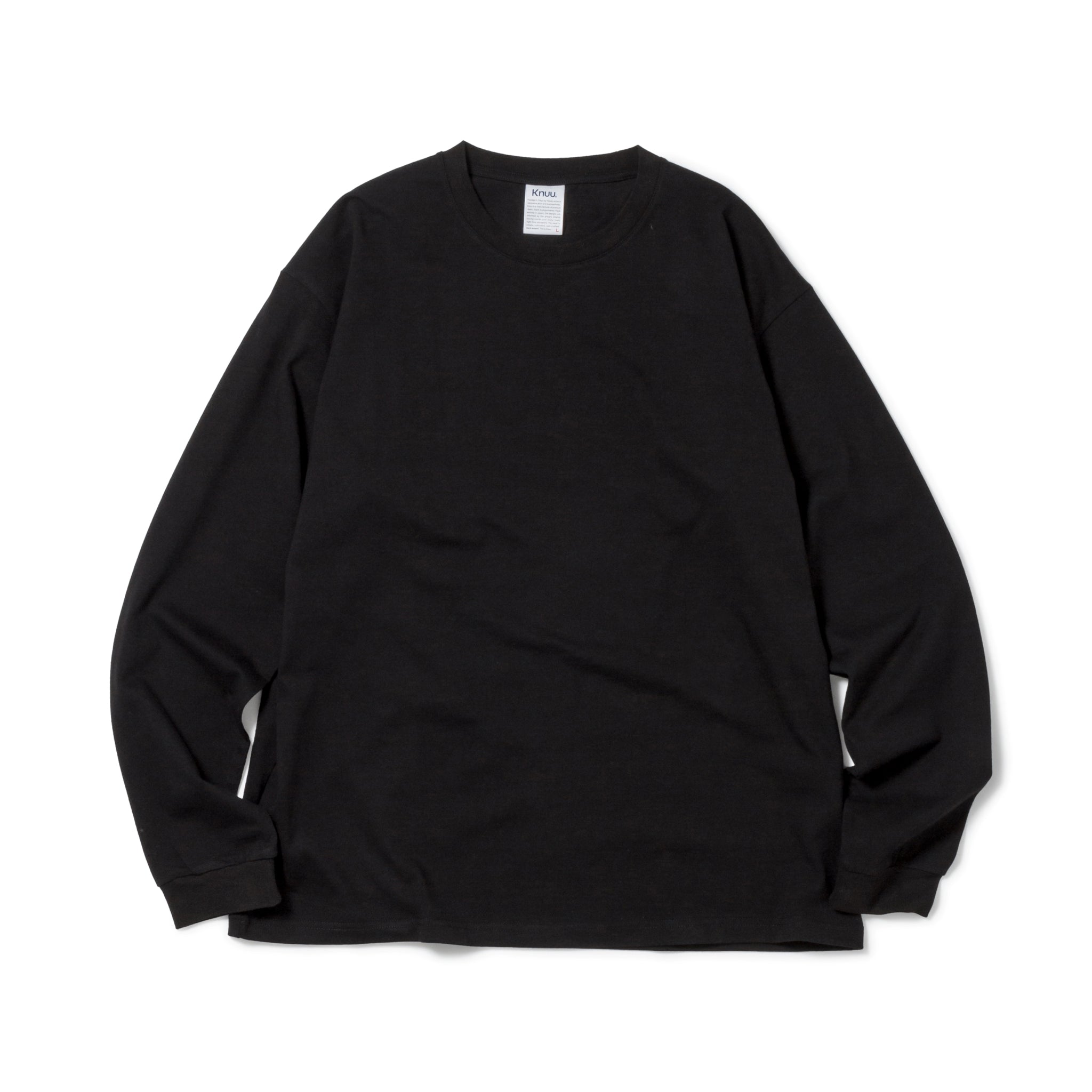 KN-LT-01_BL | Heavy Crewneck Long Sleeve T-Shirt | Color:BLACK【Knuu（縫う）_ヌウ】