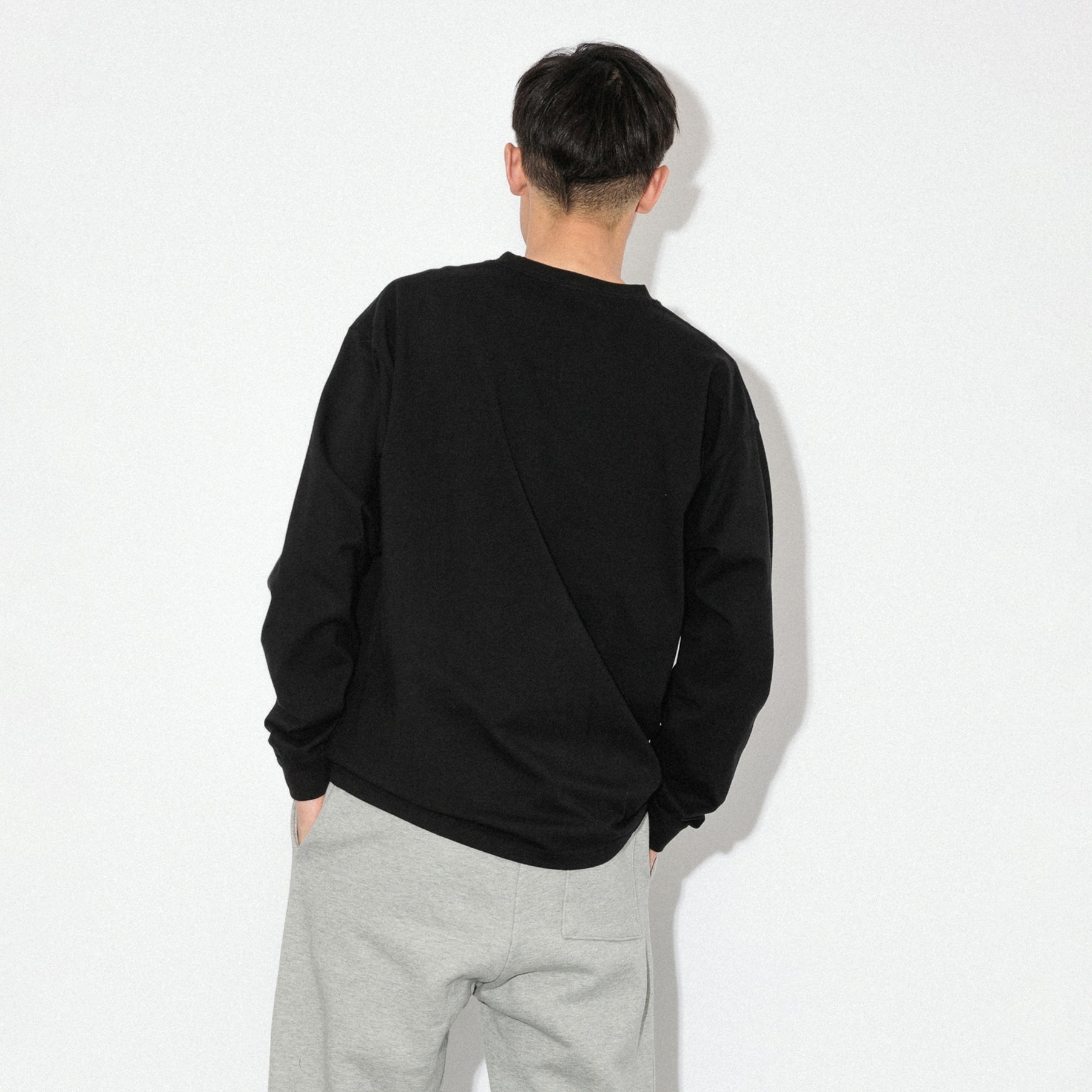 KN-LT-01_BL | Heavy Crewneck Long Sleeve T-Shirt | Color:BLACK【Knuu（縫う）_ヌウ】