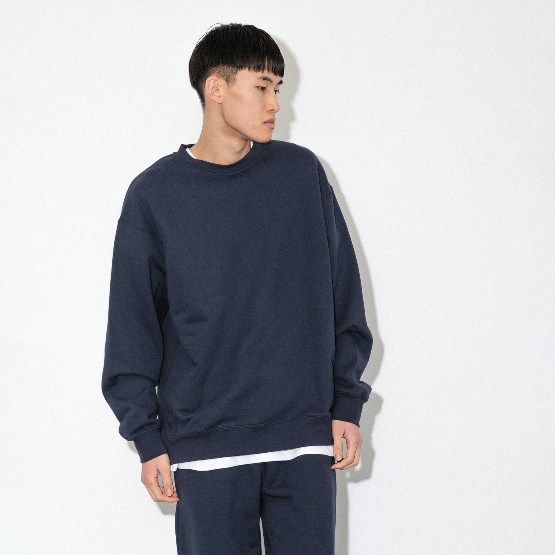 KN-SS-01_NV | Heavy Crewneck Sweatshirt | Color:NAVY【Knuu（縫う）_ヌウ】