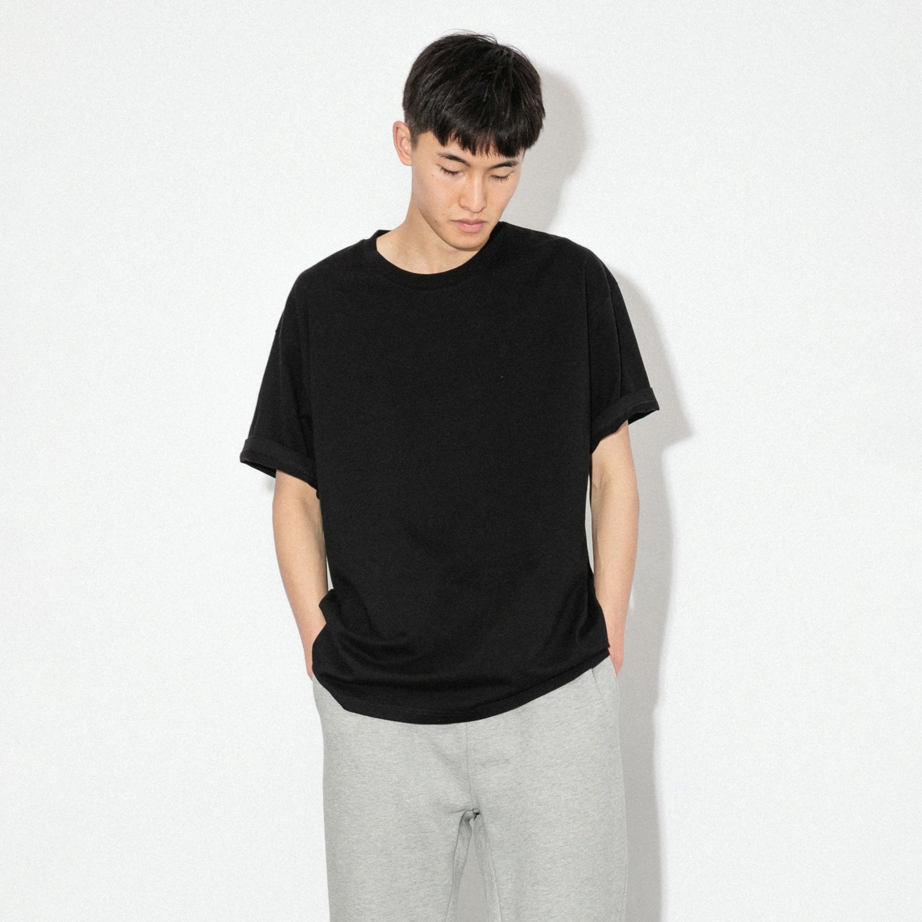 KN-T-01_BL | Heavy Crewneck T-Shirt | Color:BLACK【Knuu（縫う）_ヌウ】