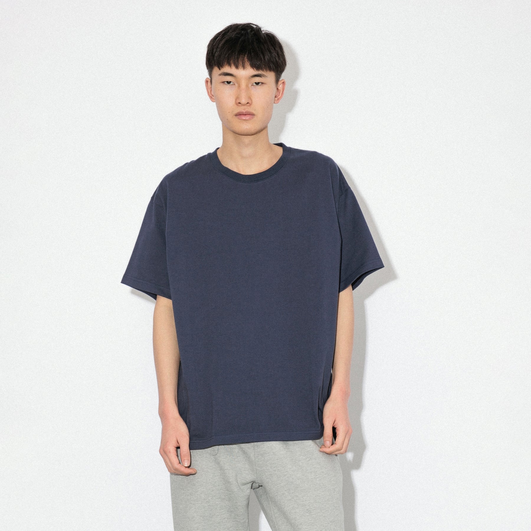 KN-T-01_NV | Heavy Crewneck T-Shirt | Color:NAVY【Knuu（縫う）_ヌウ】