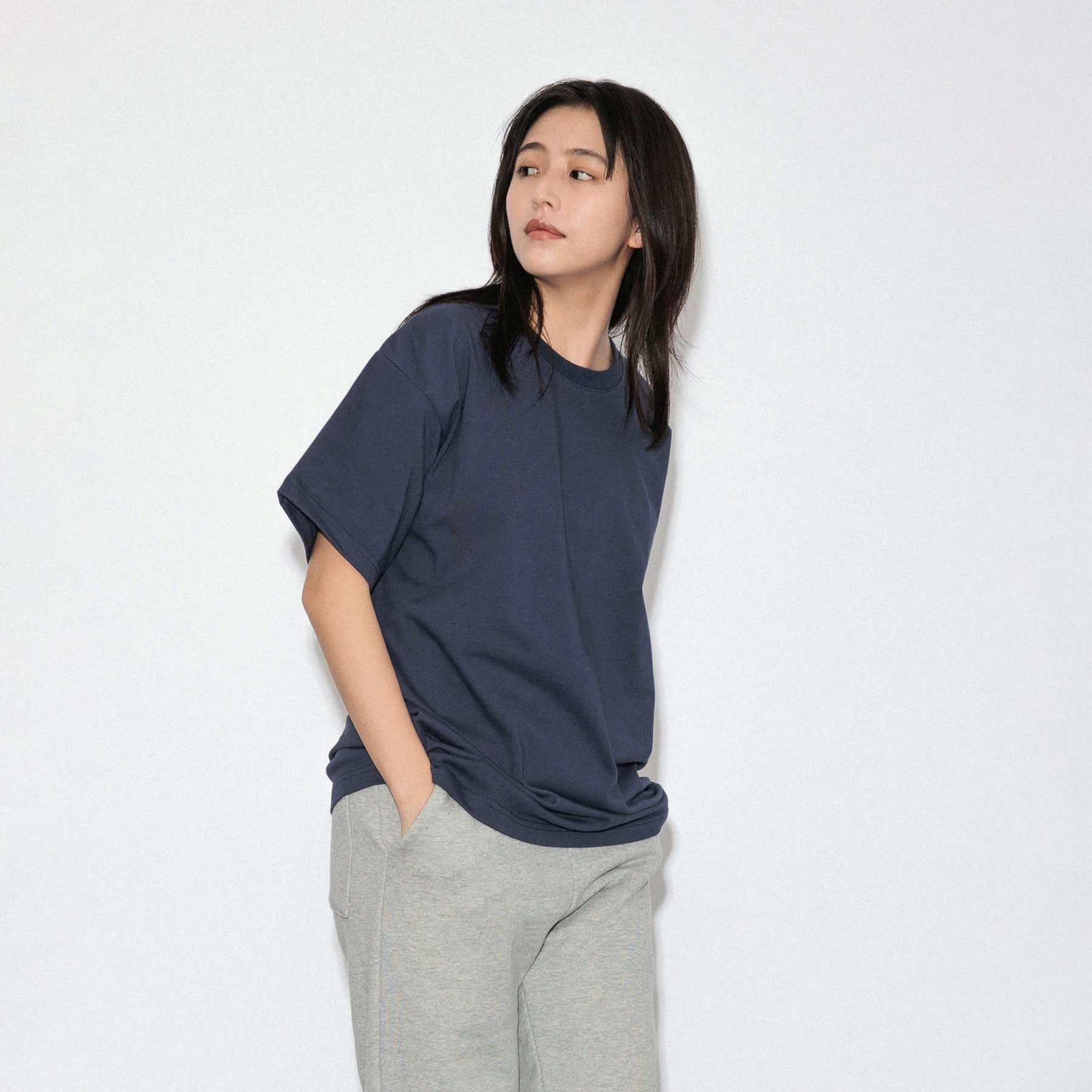 KN-T-01_NV | Heavy Crewneck T-Shirt | Color:NAVY【Knuu（縫う）_ヌウ】