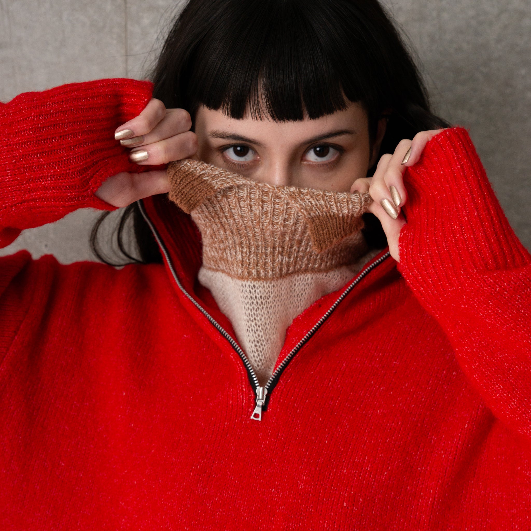 LS HALF ZIP DRESS | Color_Red/Navy | No_252-397【CaRouseLamBRa_ケラウズランブラ】【入荷予定アイテム・入荷連絡可能】