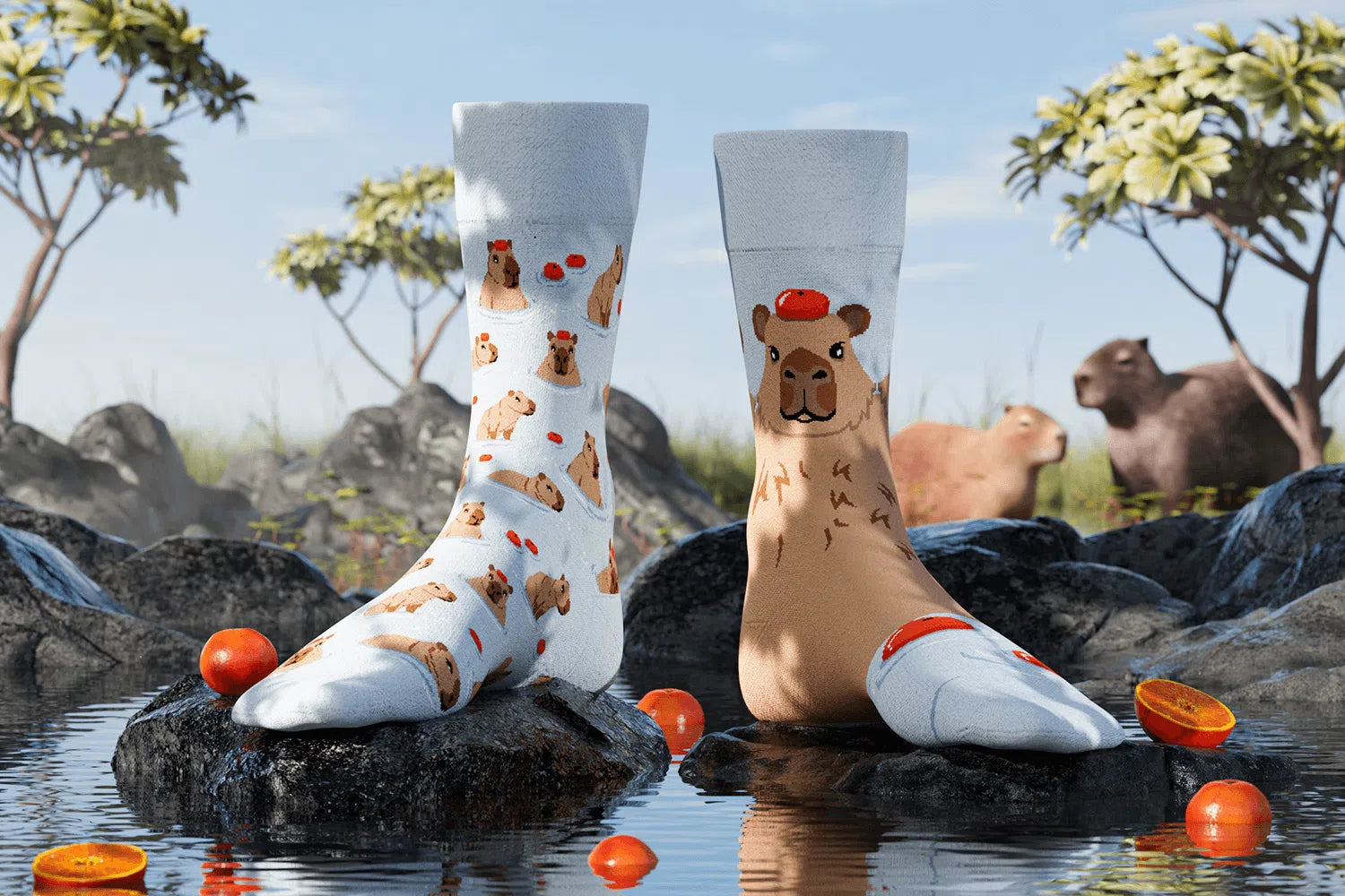 reguler socks / Capybara【many mornings メニ―モーニングス】【ネコポス選択可能】