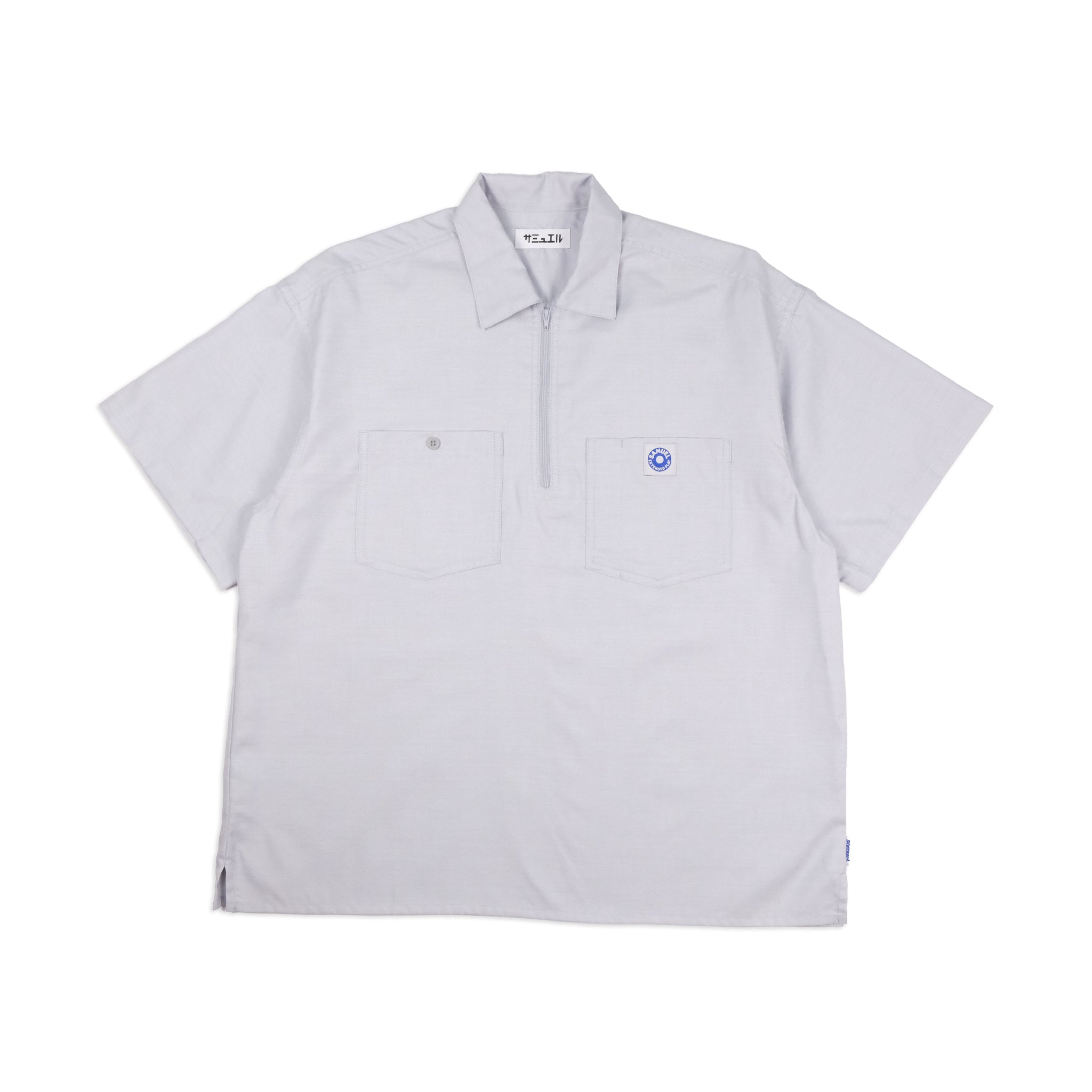 SAMUEL × Manhattan Records HALF ZIP WORK SHIRTS | Color:Gray | S-25SS-SH-001【SAMUEL_サミュエル】 【ネコポス選択可能】