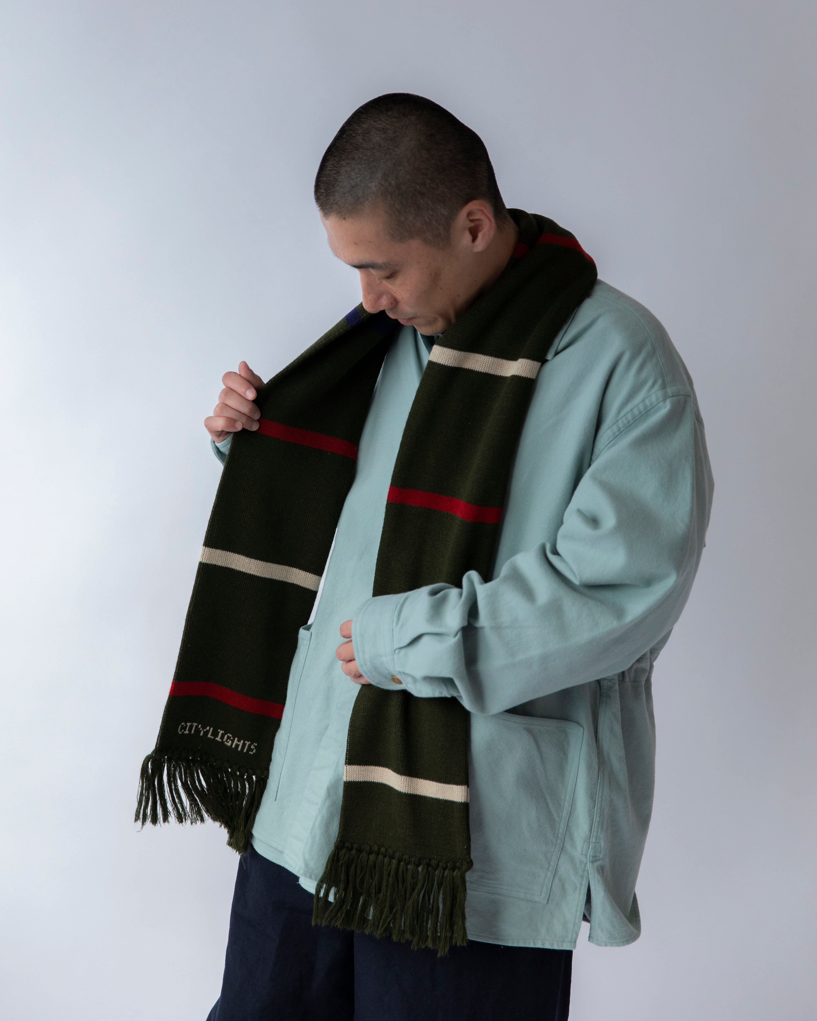 Name: CINEMA SCARF | Color:Forest/Camel【CITYLIGHTS PRODUCTS_シティライツプロダクツ】