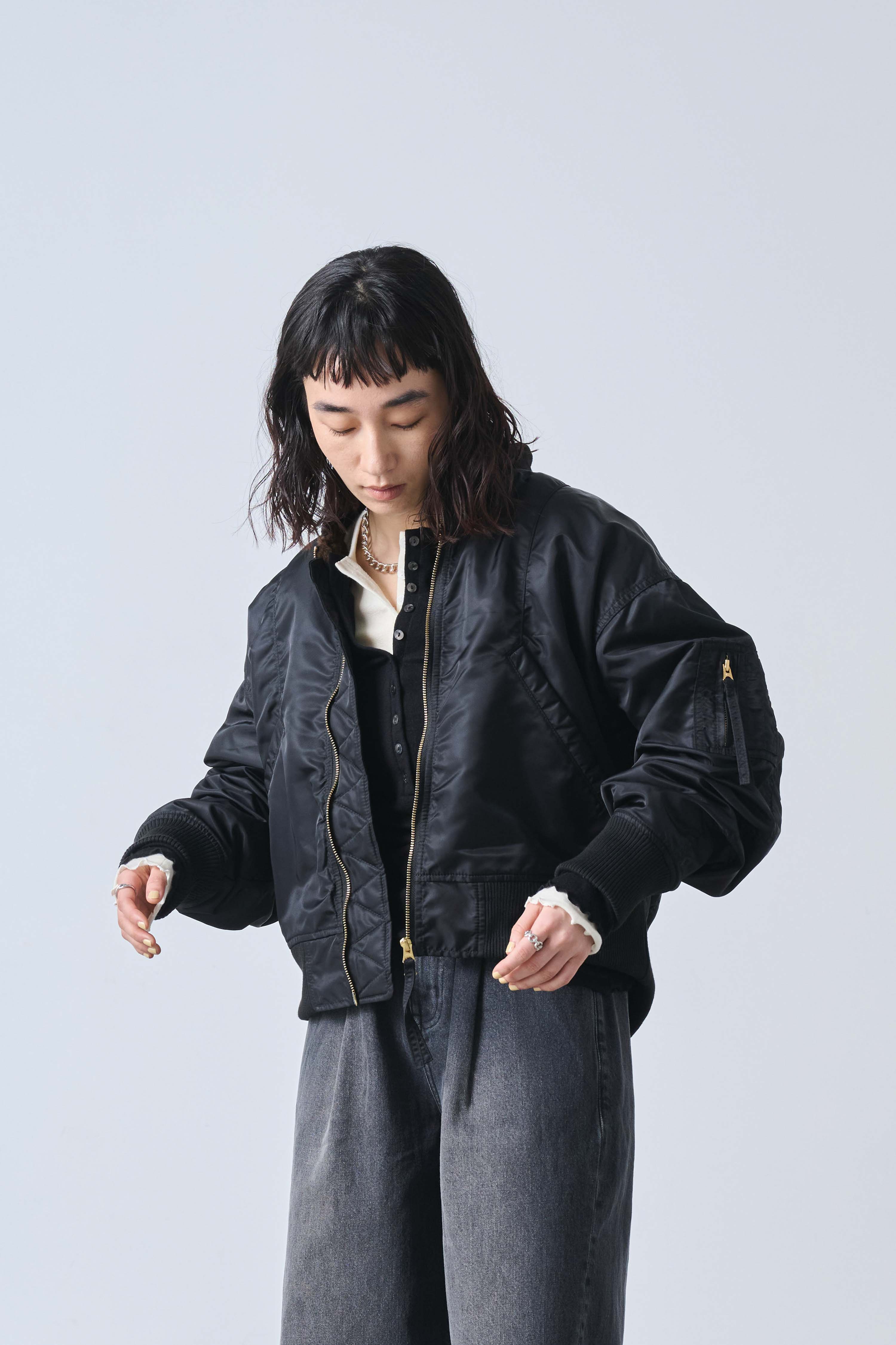 WIDE SQUARE MA-1 | Color_Black | No_mil25fjk3240_black【KHA:KI_カーキ】【入荷予定アイテム・入荷連絡可能】