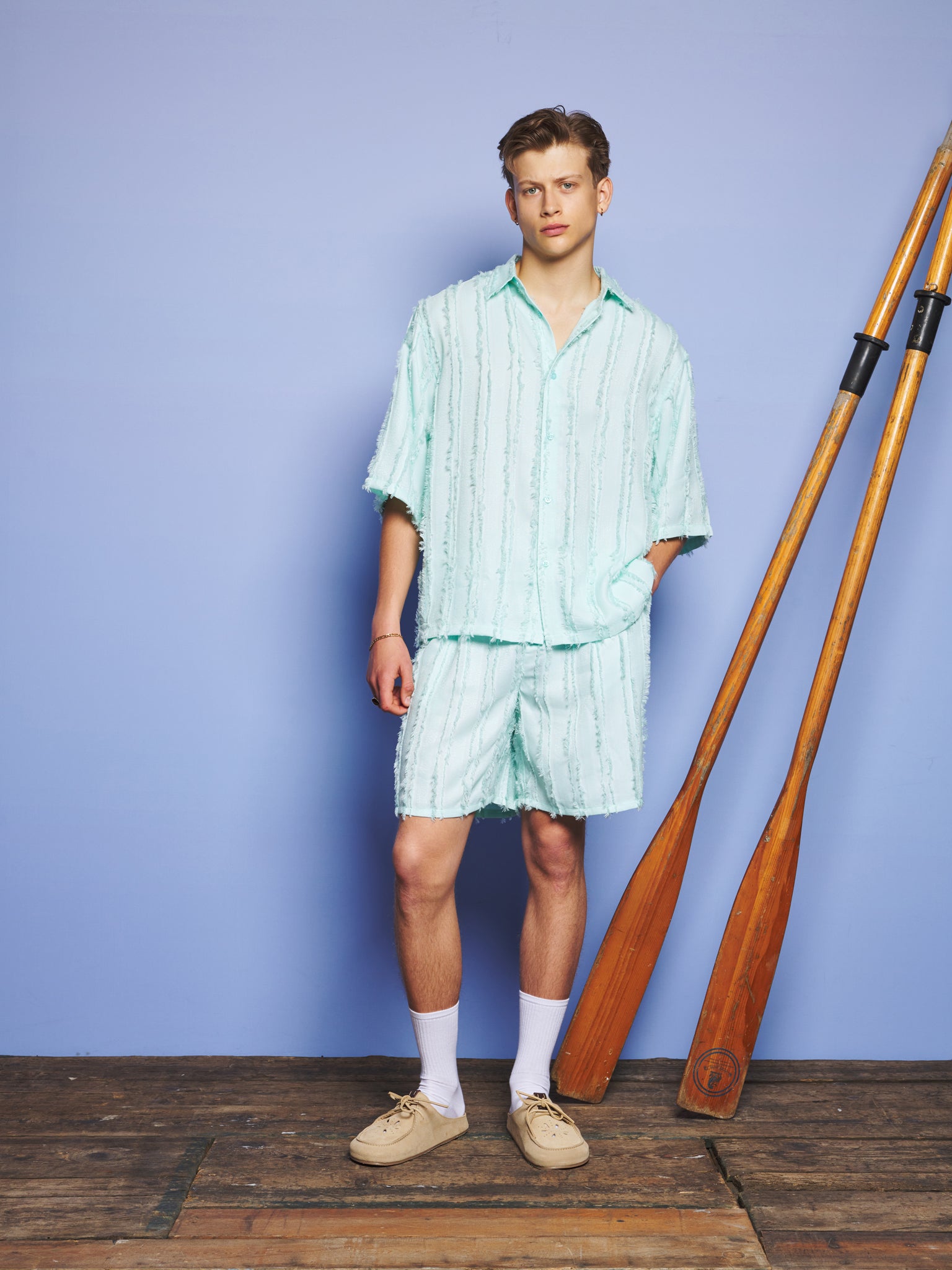 Davy Frayed Boxy Shirt | Color_Green | No_32SM01BLM166GRN_GREEN【SISTER JANE_シスタージェーン】