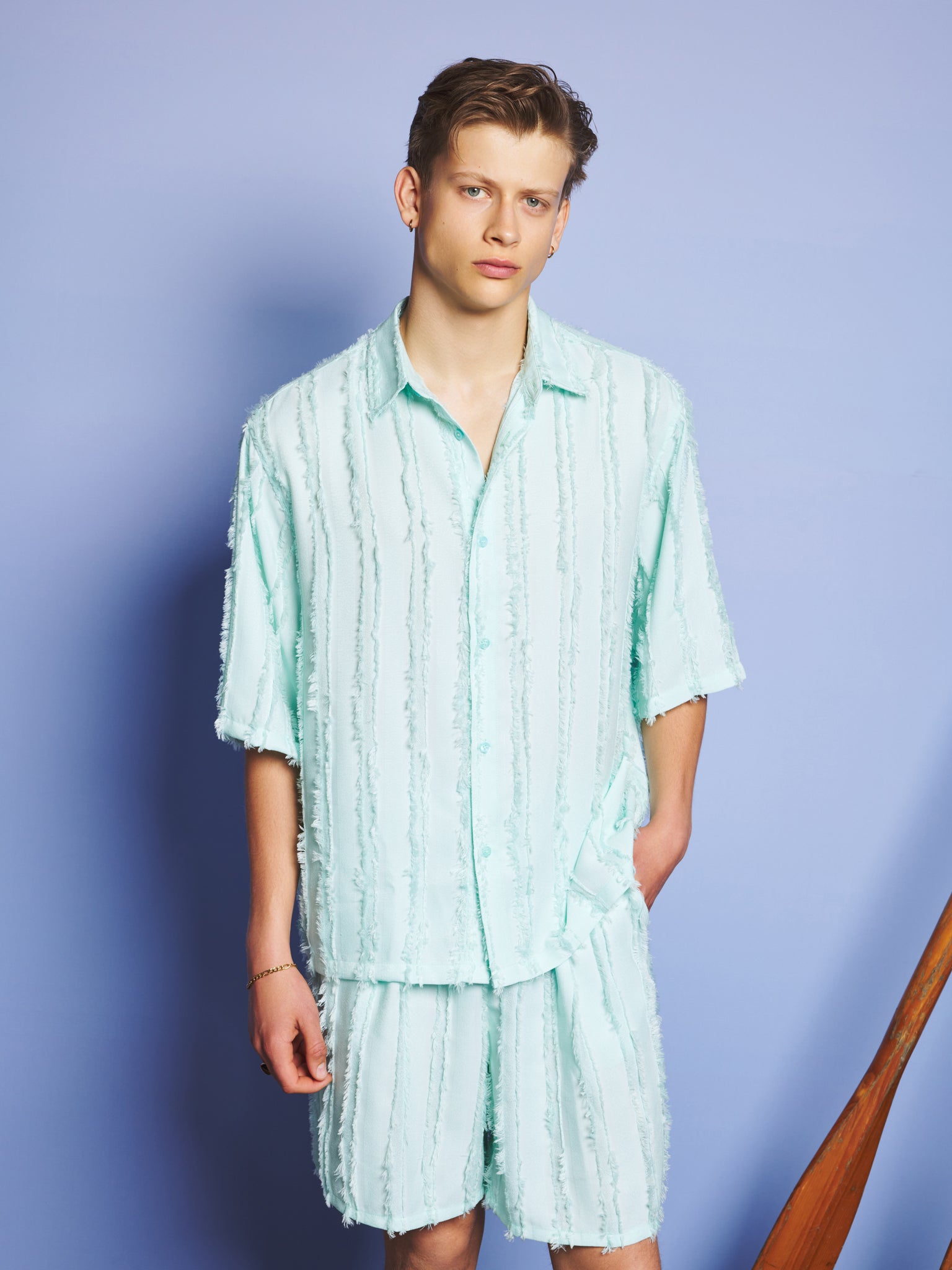 Davy Frayed Boxy Shirt | Color_Green | No_32SM01BLM166GRN_GREEN【SISTER JANE_シスタージェーン】