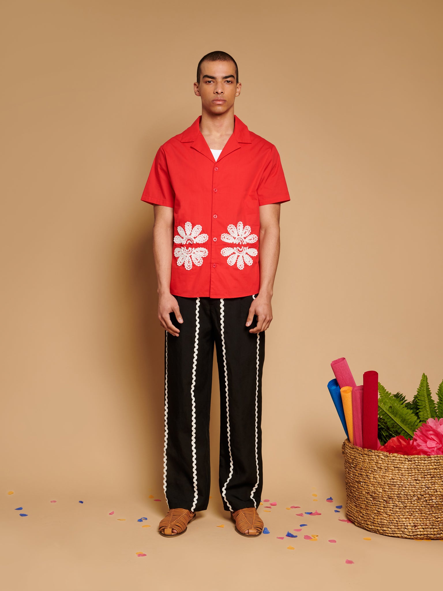 Rosario Trimmed Pockets Shirt | Color_Red | No_32SM00BLM162RED_RED【SISTER JANE_シスタージェーン】