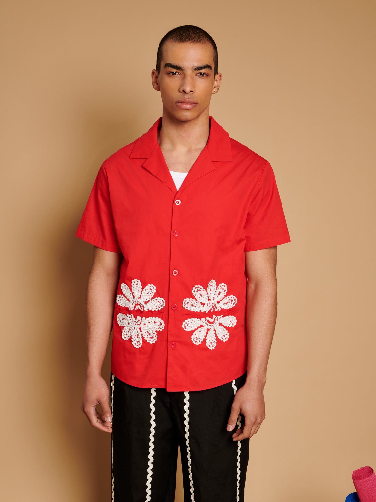 Rosario Trimmed Pockets Shirt | Color_Red | No_32SM00BLM162RED_RED【SISTER JANE_シスタージェーン】