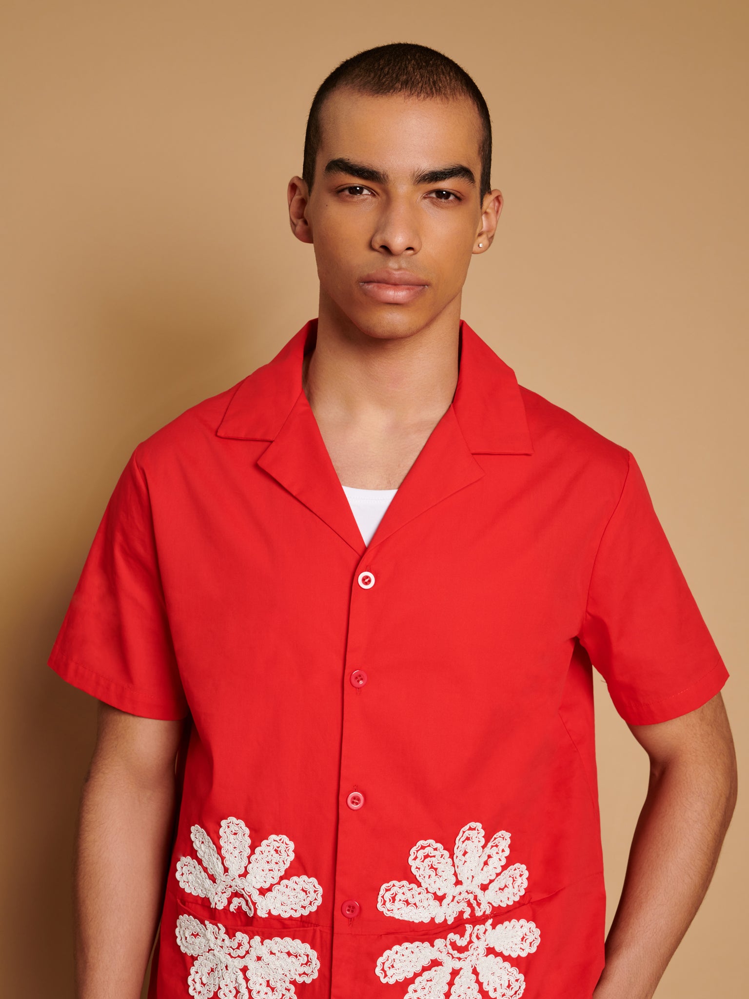 Rosario Trimmed Pockets Shirt | Color_Red | No_32SM00BLM162RED_RED【SISTER JANE_シスタージェーン】