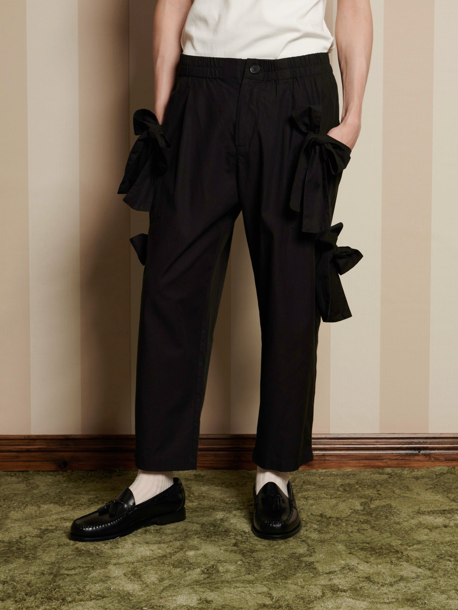 Demar Bow Trousers | Color_Black | No_32SM02TRM077BLK_BLACK【SISTER JANE_シスタージェーン】