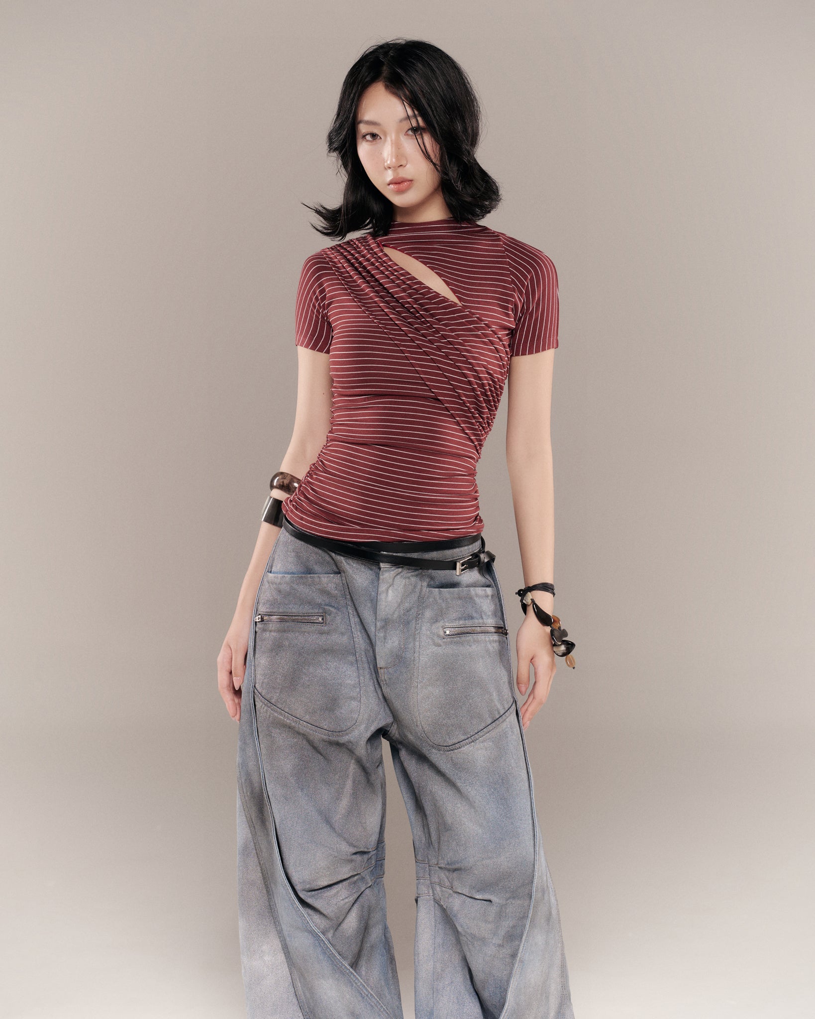 トップス monty MONTY TOP (RED STRIPES) | Bunny Hill Concept【ネコポス選択可能】