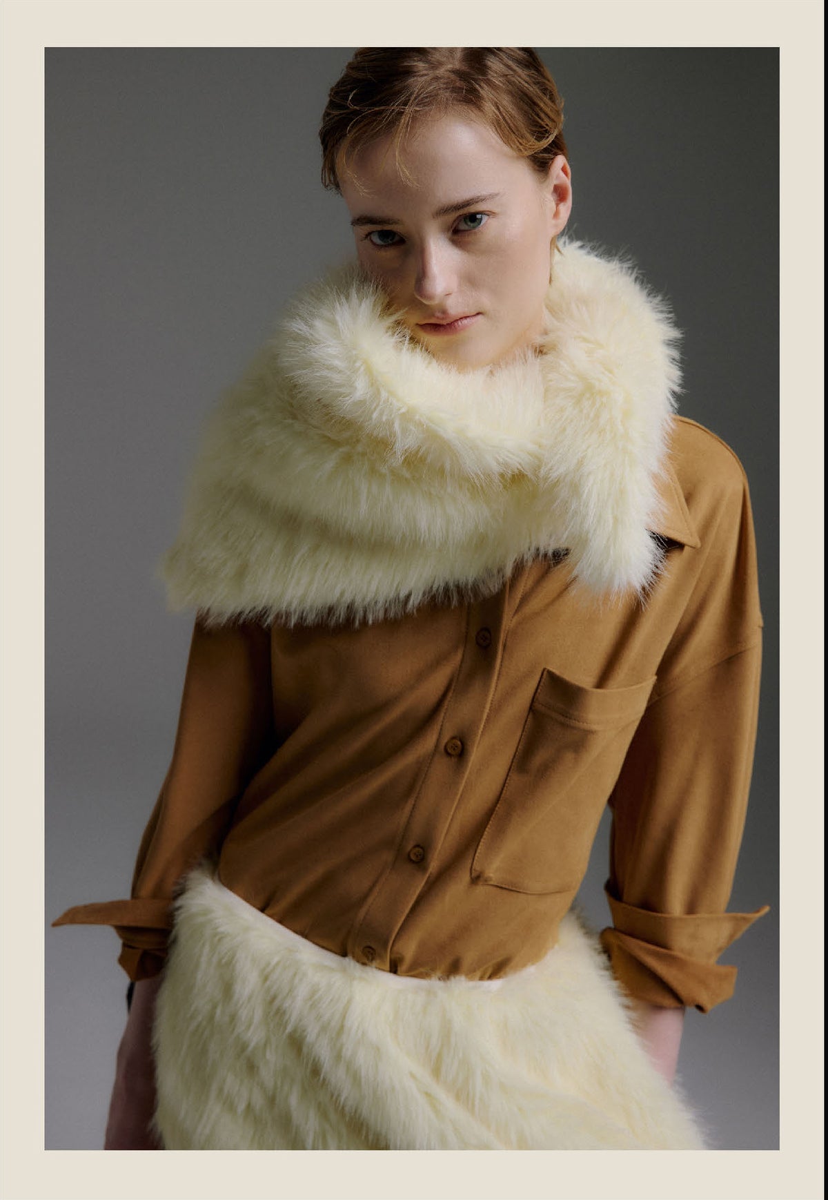 ORLA Faux Fur Pull-Through Balaclava – Light Yellow | MOLLIOLLI