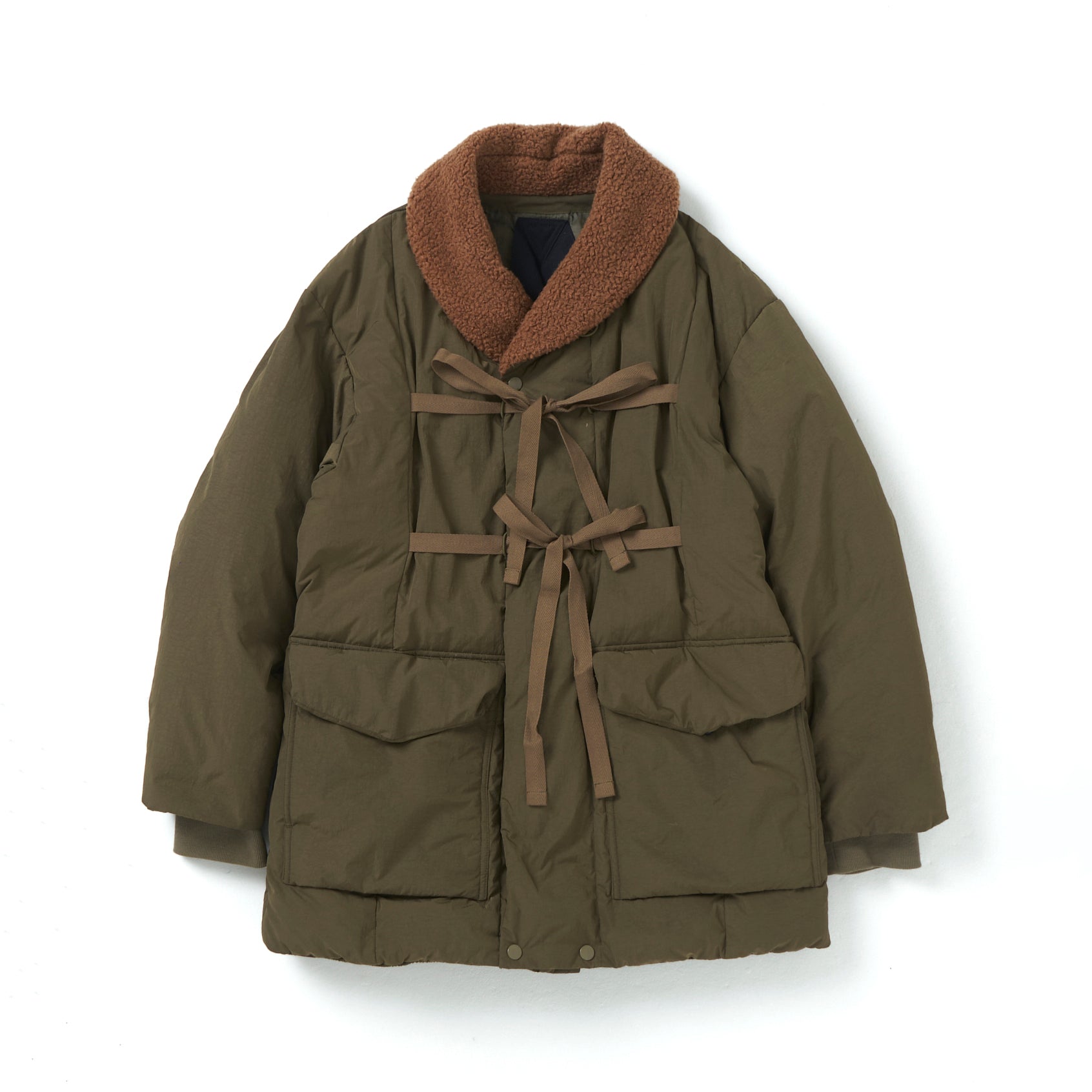 SHAWL COLLAR BOA DOWN JACKET – Olive | NORBIT | 入荷予定アイテム