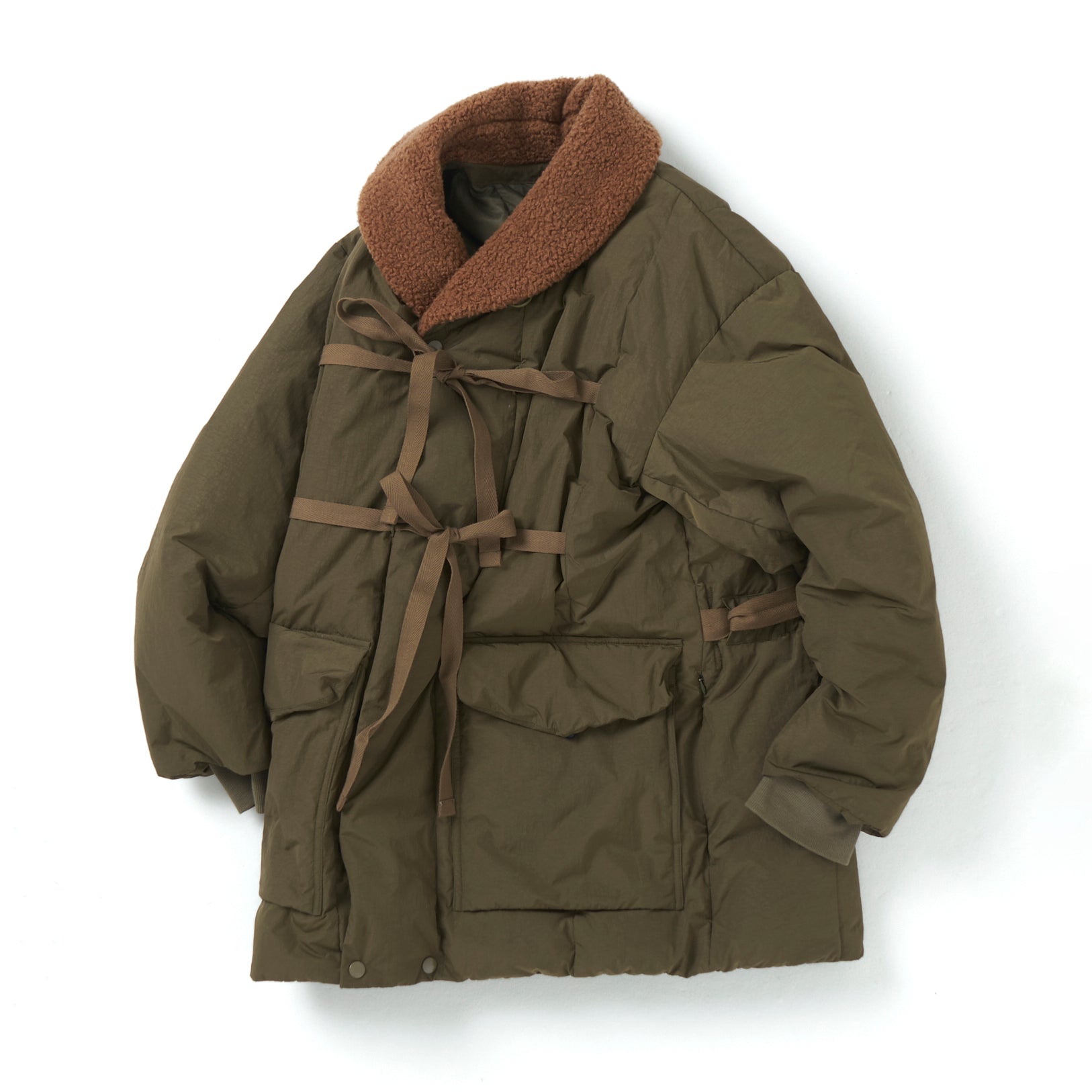 SHAWL COLLAR BOA DOWN JACKET – Olive | NORBIT | 入荷予定アイテム