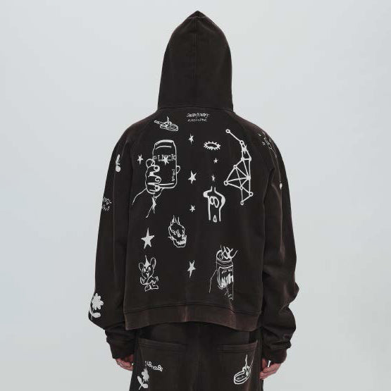 No:Pla24awcol2-1_washed black | Name:x SYU.Man illustrator hoodie | Color:Washed Black【PLATEAU STUDIO_プラトー スタジオ】【入荷予定アイテム・入荷連絡可能】