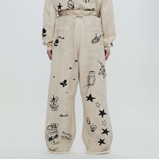 Pla24awcol3-2_Dirty beige | x SYU.Man illustrator pants | Color:Dirty