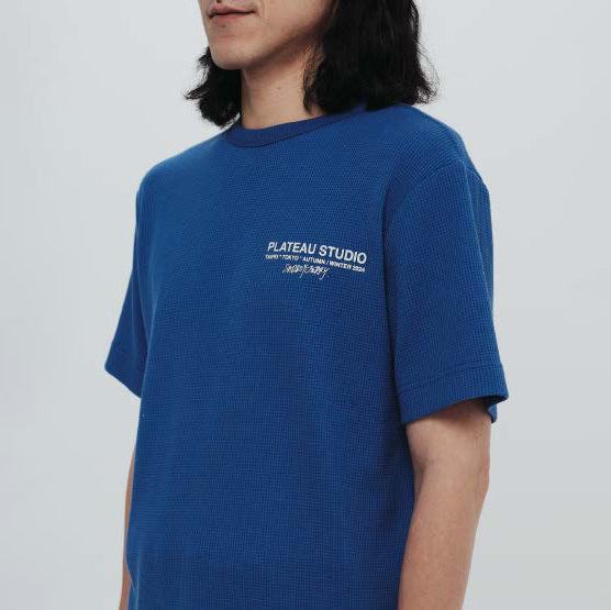 Pla24awtee01-2_blue | 2024 logo waffle tee | Color:Blue【PLATEAU STUDIO_プラトー スタジオ】