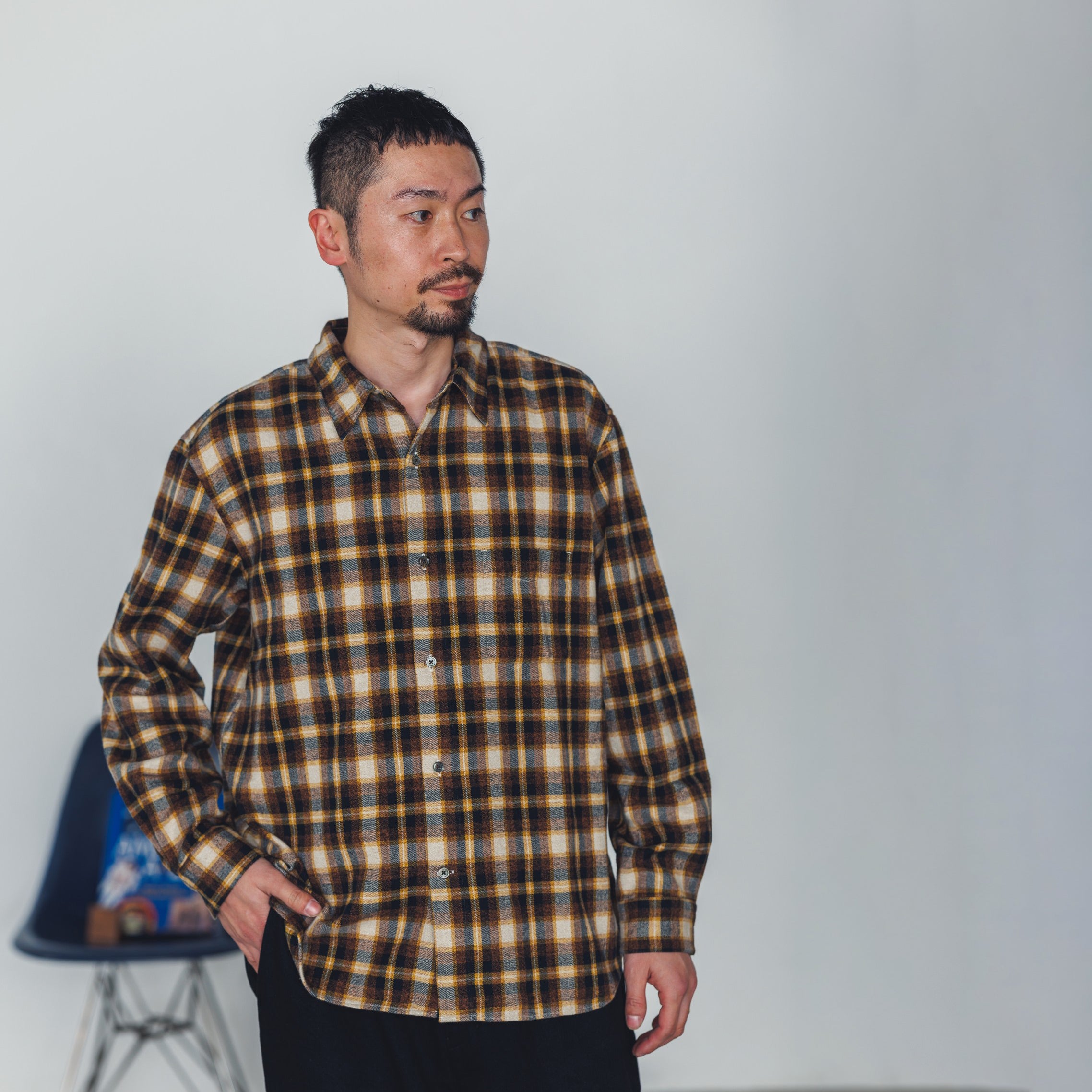 RG-03_YELLOW | REGULAR COLLAR SHIRT-FLANNEL CHECK | Color:Yellow【CATTA_カッタ】