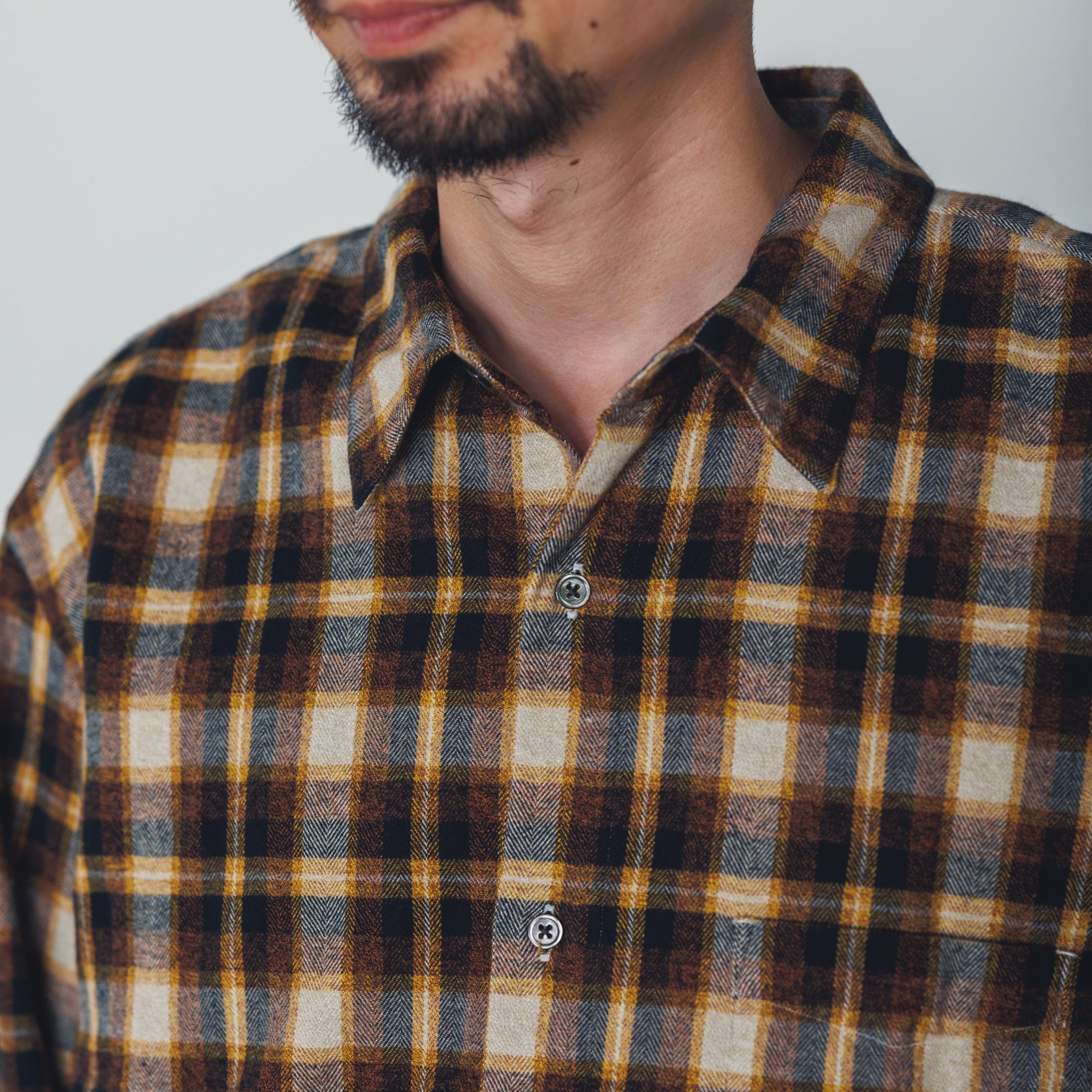 RG-03_YELLOW | REGULAR COLLAR SHIRT-FLANNEL CHECK | Color:Yellow【CATTA_カッタ】