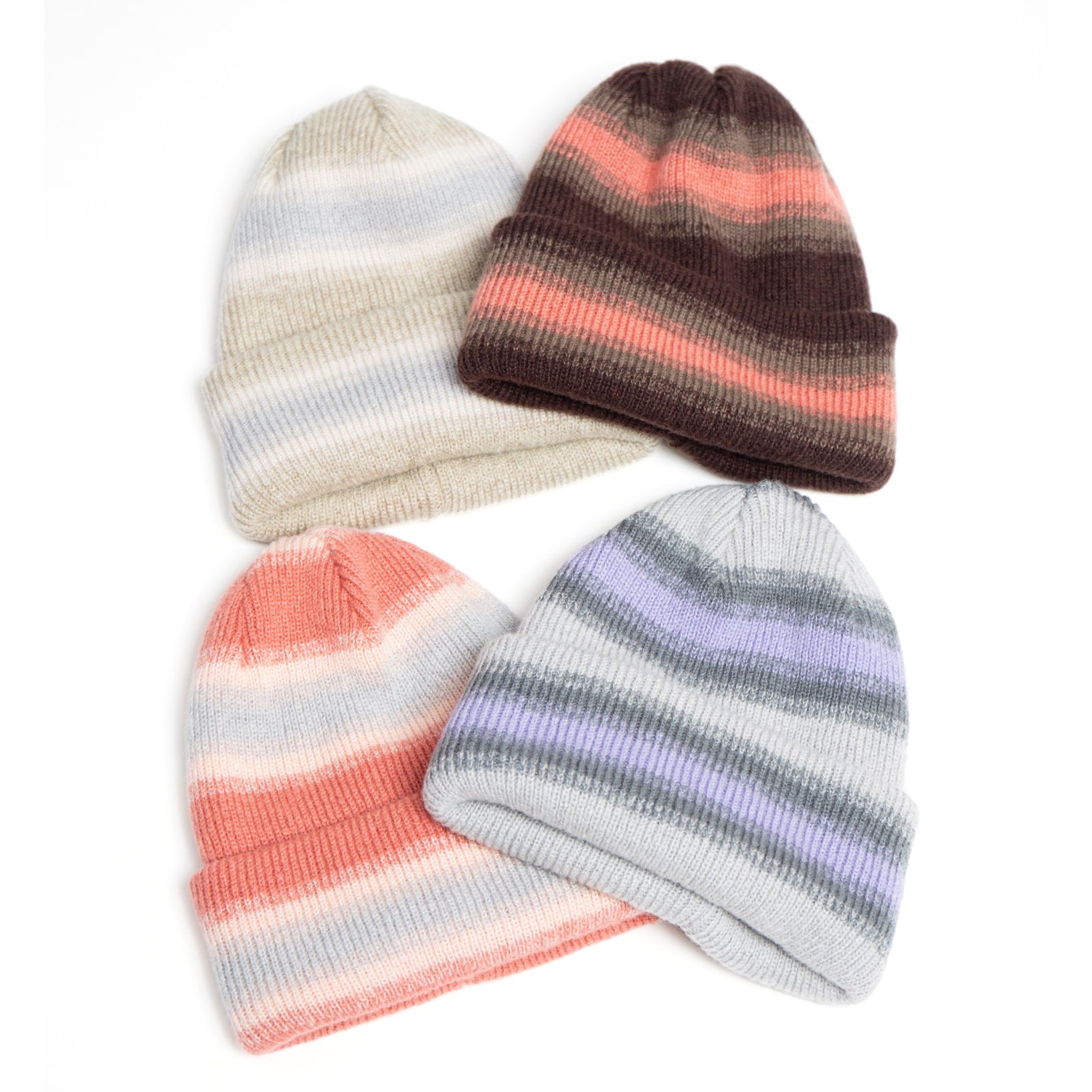 Reversible Ombre Border Knit Cap | Color_Beige / Brown / Pink / Gray  | No_rl-25-029w【RACAL_ラカル】【入荷予定アイテム・入荷連絡可能】