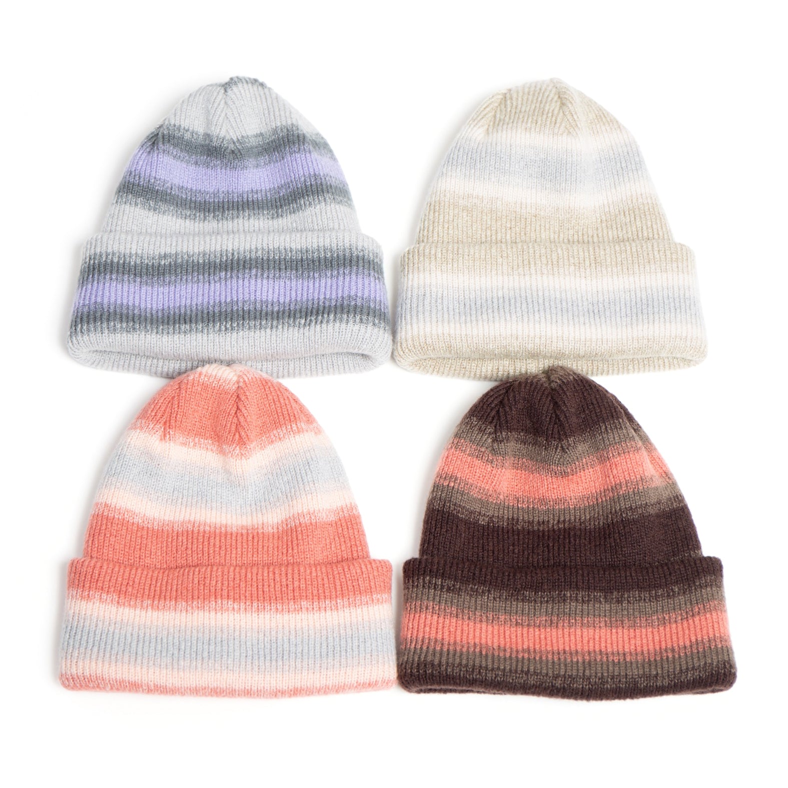 Reversible Ombre Border Knit Cap | Color_Beige / Brown / Pink / Gray  | No_rl-25-029w【RACAL_ラカル】【入荷予定アイテム・入荷連絡可能】