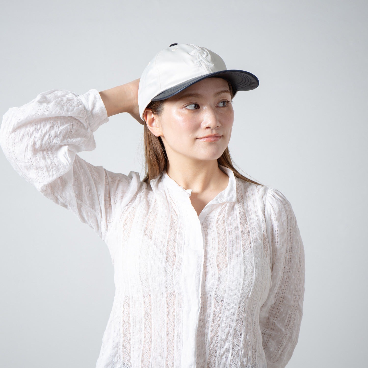 Satin B.B.CAP | Color_Ivory×Navy | No_RL-26-043W_Ivory×Navy【RACAL_ラカル】【入荷予定アイテム・入荷連絡可能】