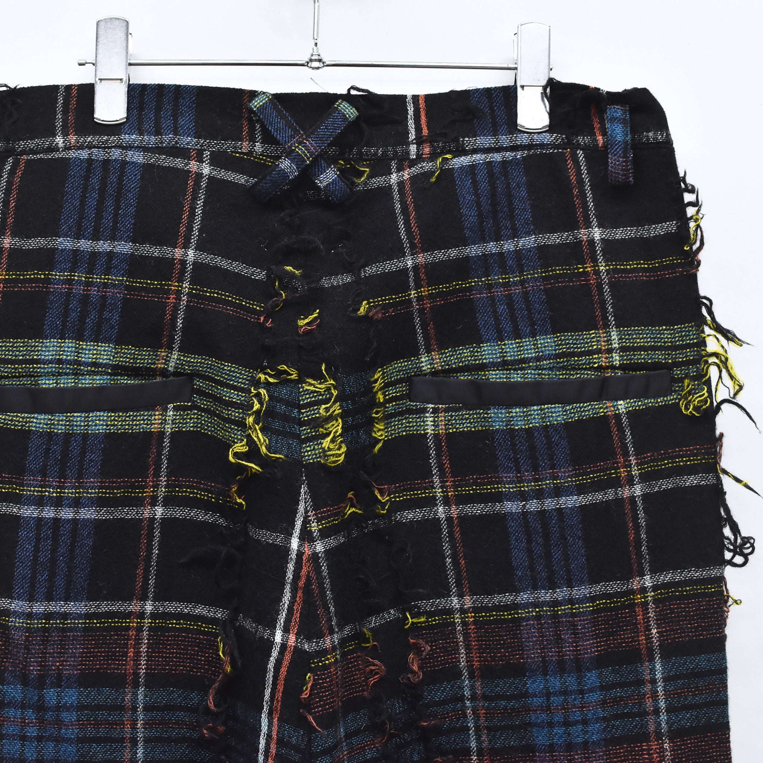 FRINGE WOOL CHECK WIDE SLACKS | Color_Black | No_sf25aw-03_black【STOF_ストフ】【入荷予定アイテム・入荷連絡可能】