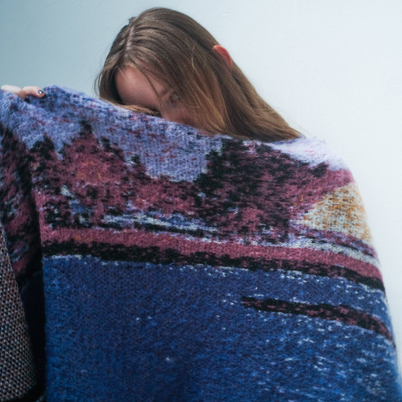STARS MOHAIR KNIT BLANKET STOLE | Color_Blue | No_sf25aw-12_blue【STOF_ストフ】【入荷予定アイテム・入荷連絡可能】