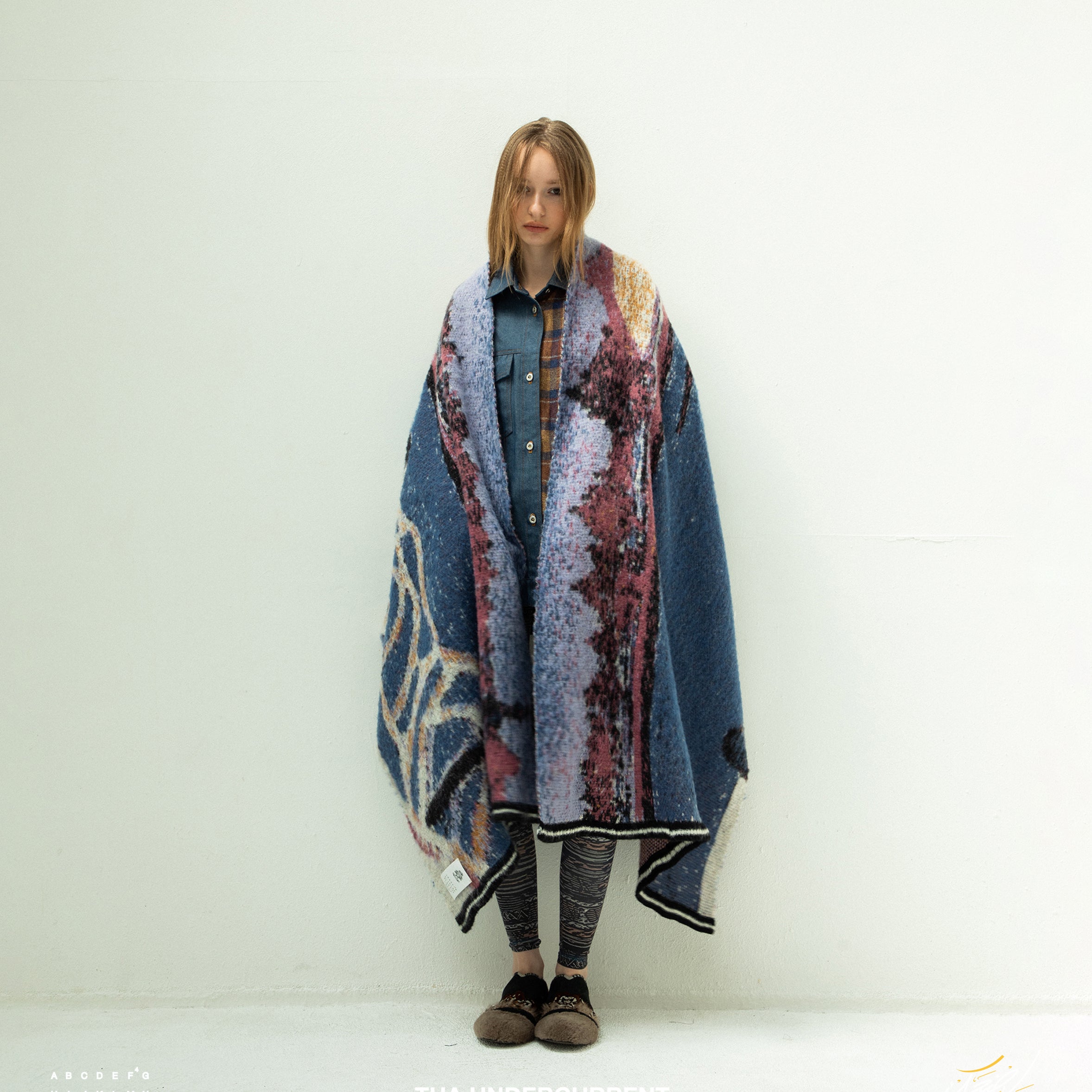 STARS MOHAIR KNIT BLANKET STOLE | Color_Blue | No_sf25aw-12_blue【STOF_ストフ】【入荷予定アイテム・入荷連絡可能】