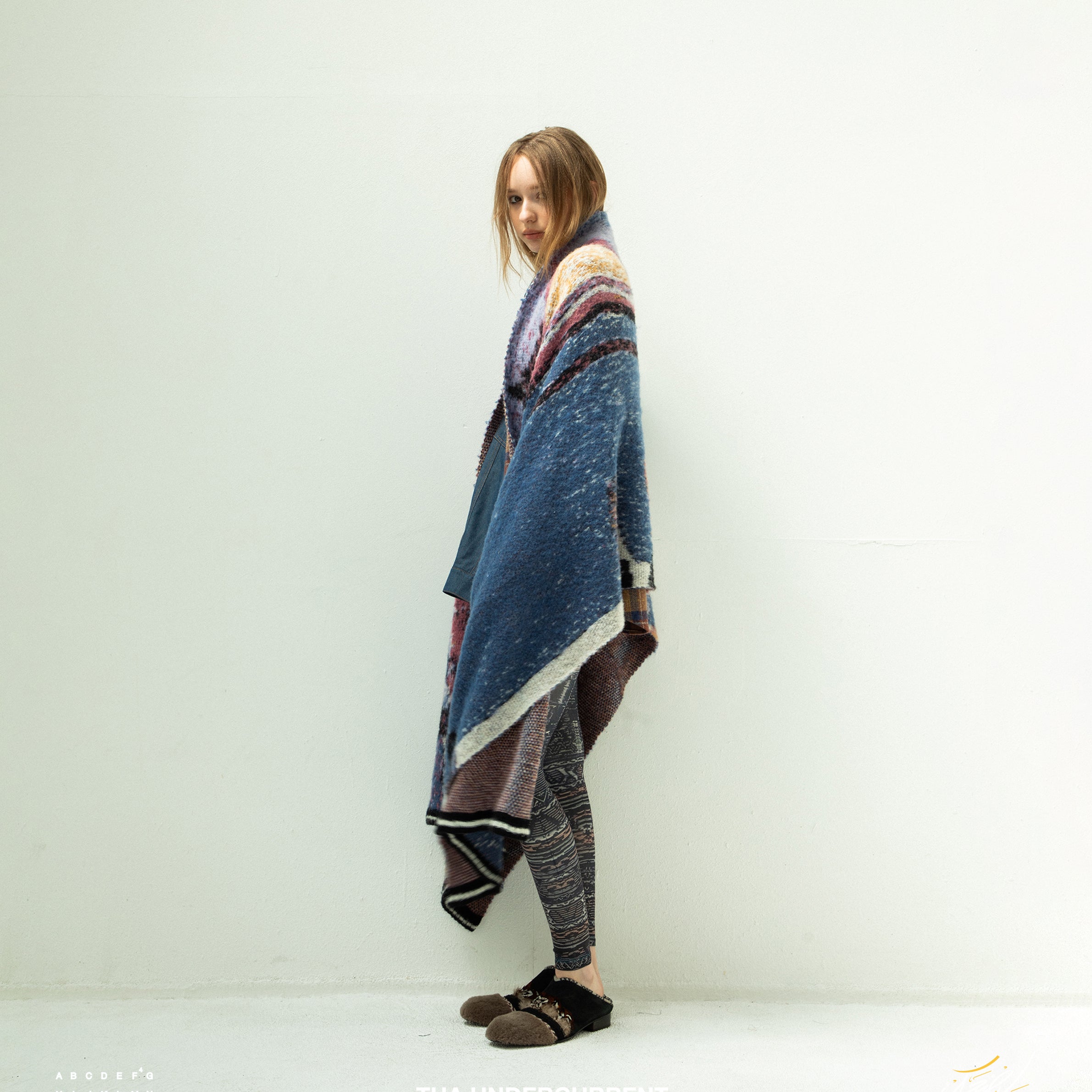 STARS MOHAIR KNIT BLANKET STOLE | Color_Blue | No_sf25aw-12_blue【STOF_ストフ】【入荷予定アイテム・入荷連絡可能】