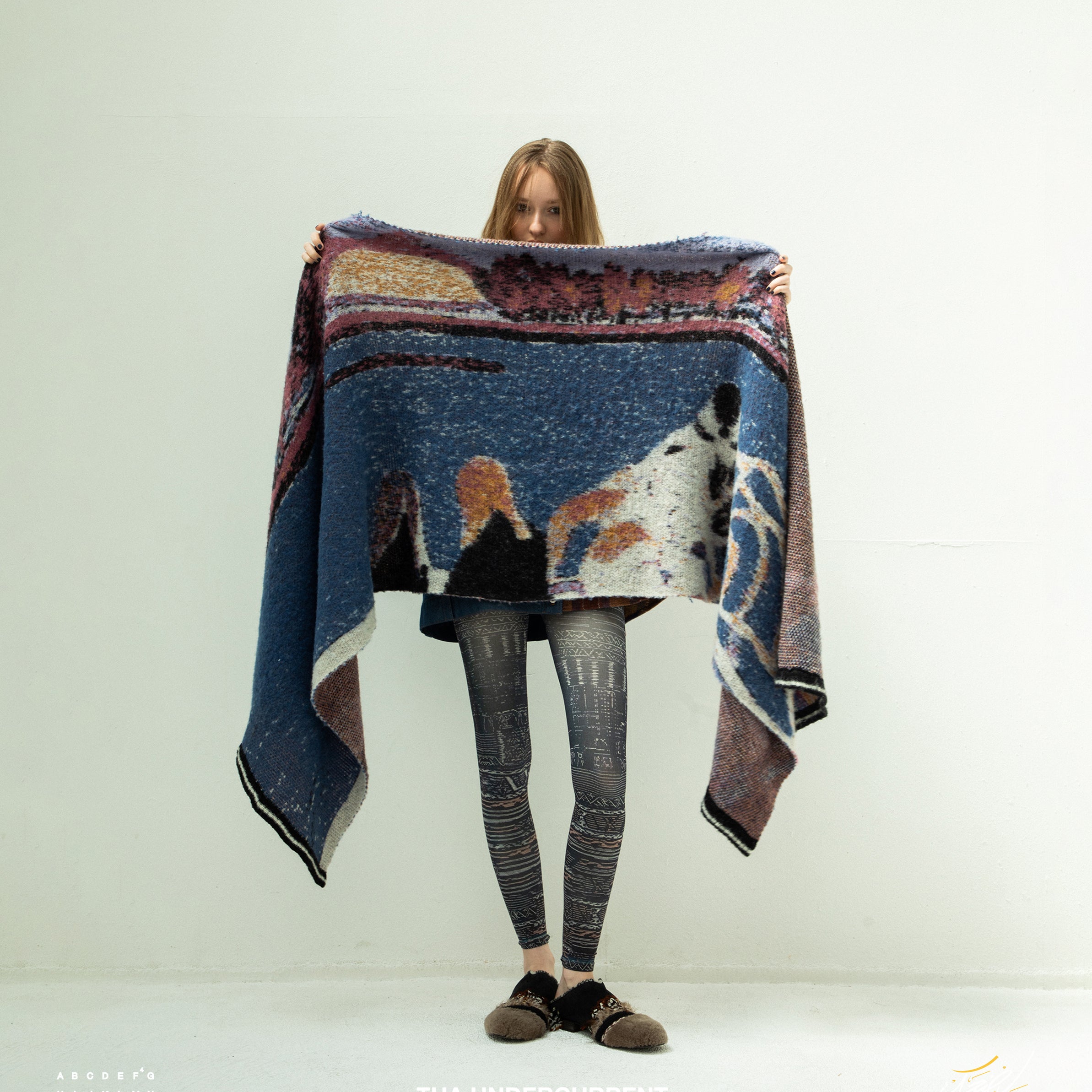 STARS MOHAIR KNIT BLANKET STOLE | Color_Blue | No_sf25aw-12_blue【STOF_ストフ】【入荷予定アイテム・入荷連絡可能】