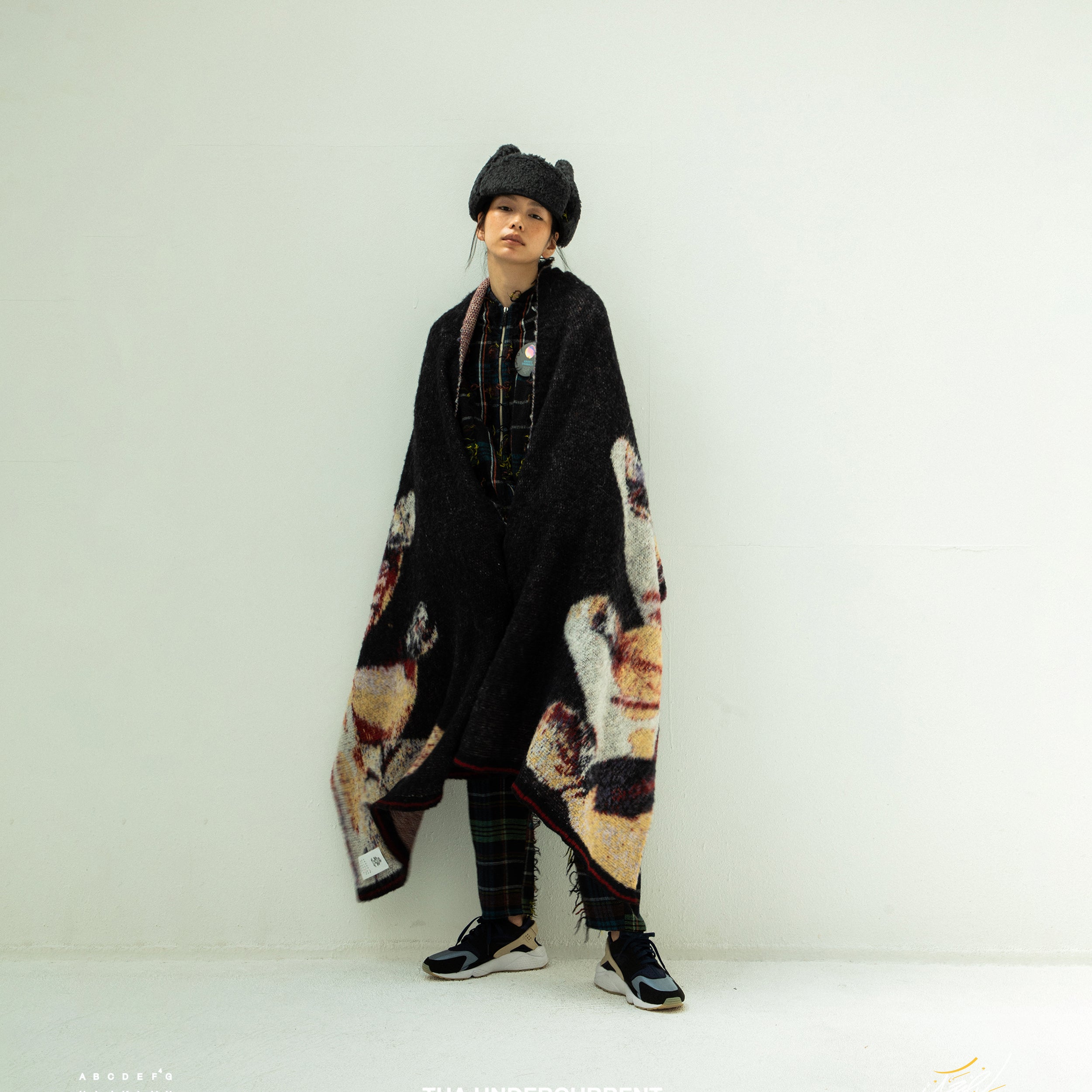 STARS MOHAIR KNIT BLANKET STOLE | Color_Black | No_sf25aw-12_black【STOF_ストフ】【入荷予定アイテム・入荷連絡可能】