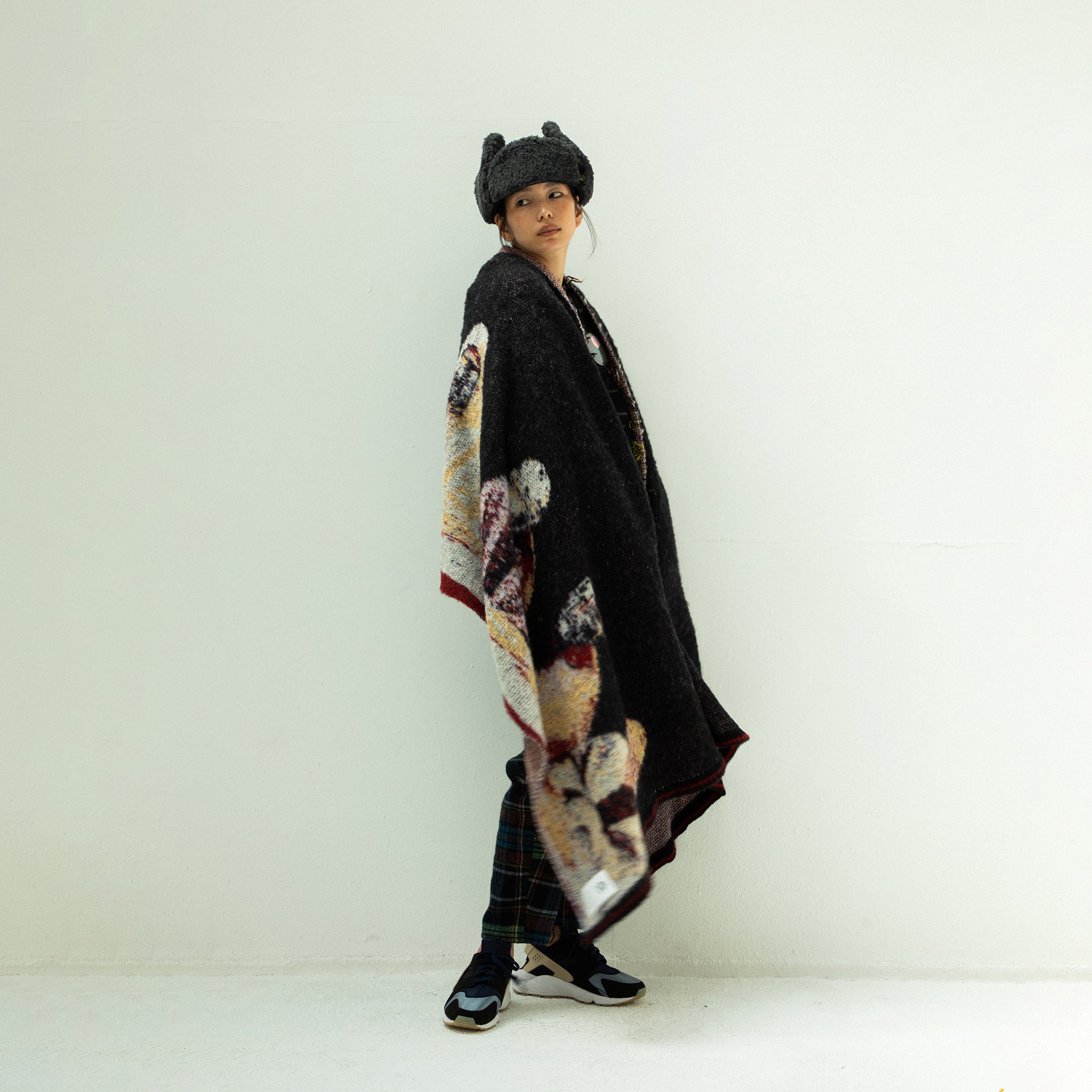 STARS MOHAIR KNIT BLANKET STOLE | Color_Black | No_sf25aw-12_black【STOF_ストフ】【入荷予定アイテム・入荷連絡可能】
