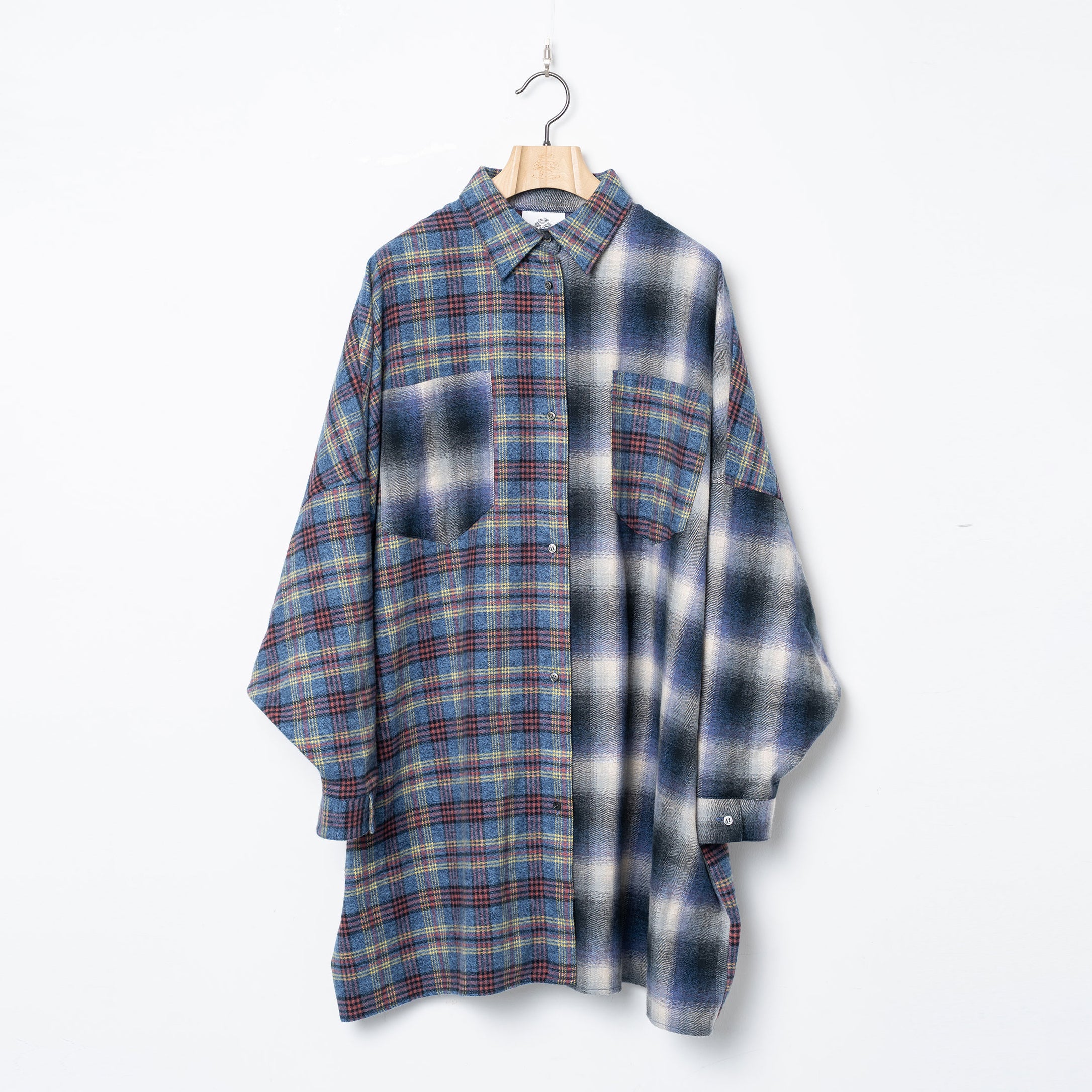Half flannel check big shirt – Blue | STOF | 入荷予定アイテム