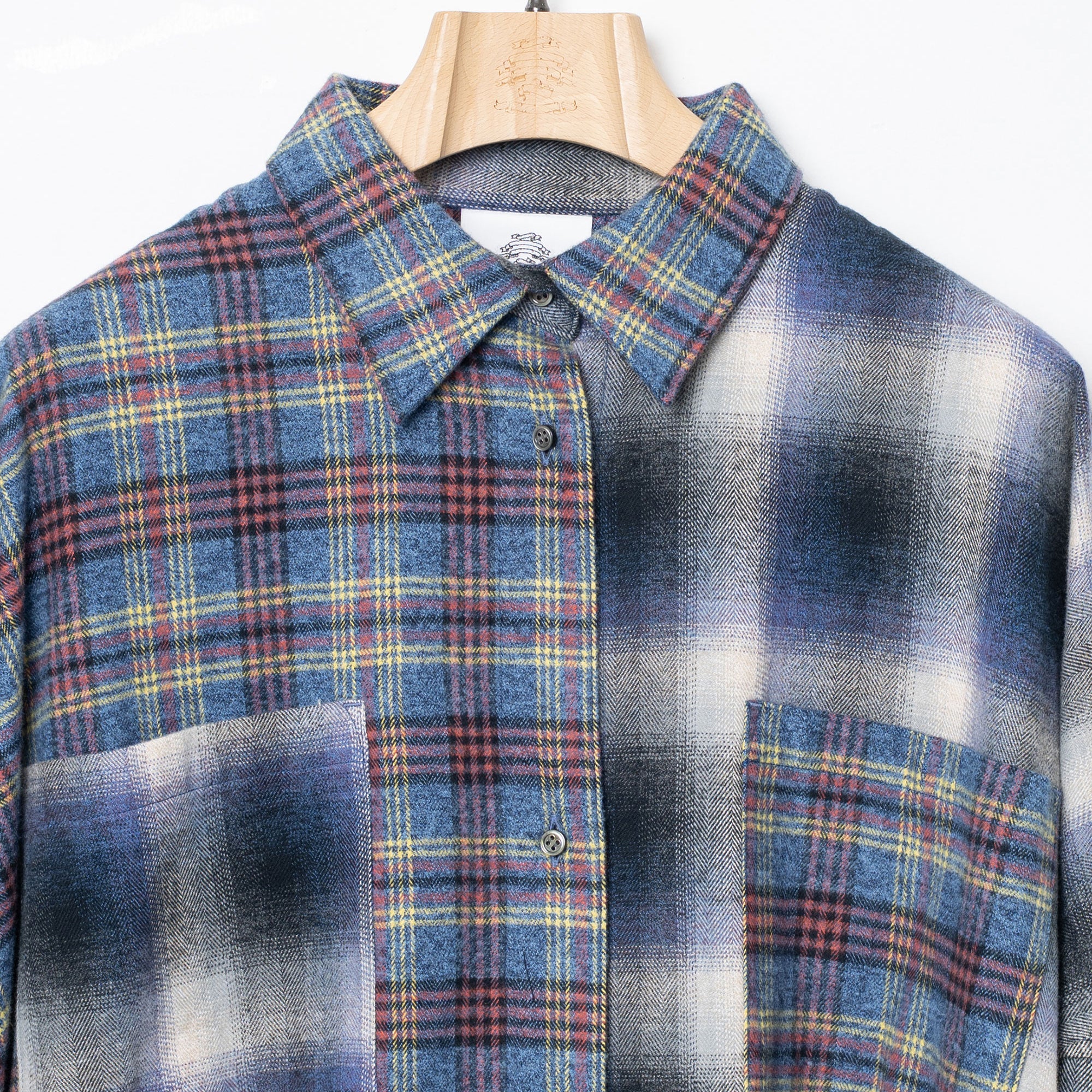 Half flannel check big shirt – Blue | STOF | 入荷予定アイテム