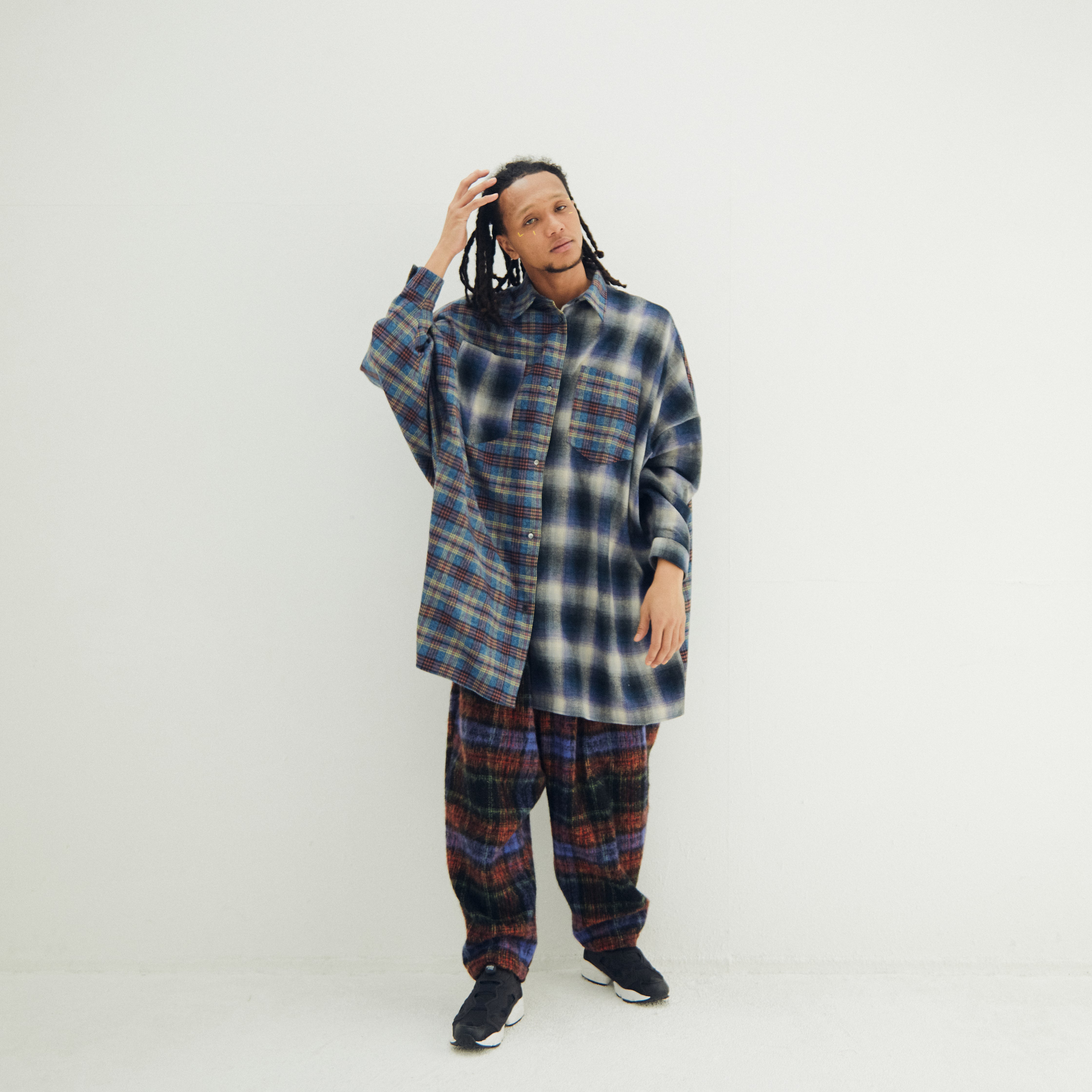 Half flannel check big shirt – Blue | STOF | 入荷予定アイテム
