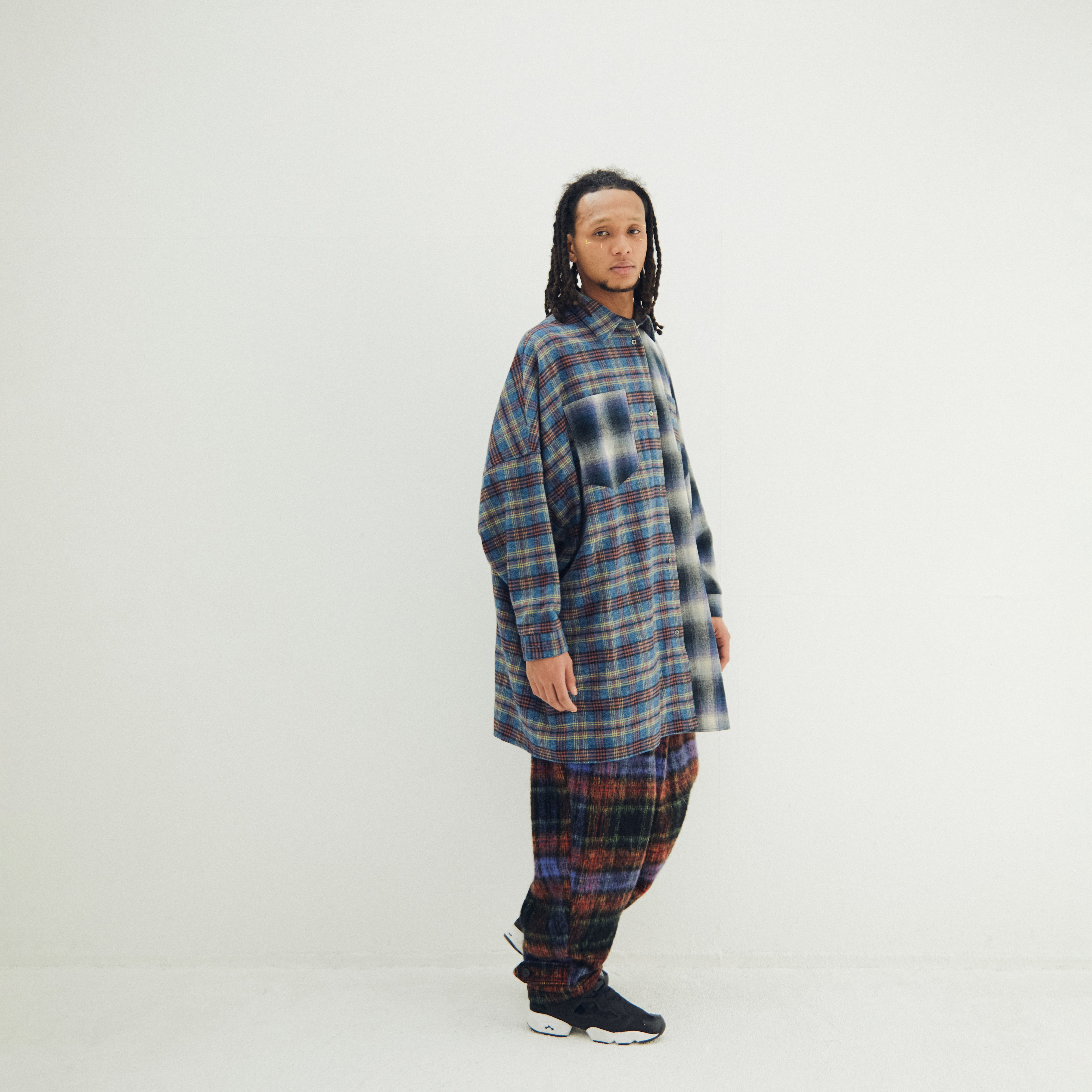 Half flannel check big shirt – Blue | STOF | 入荷予定アイテム