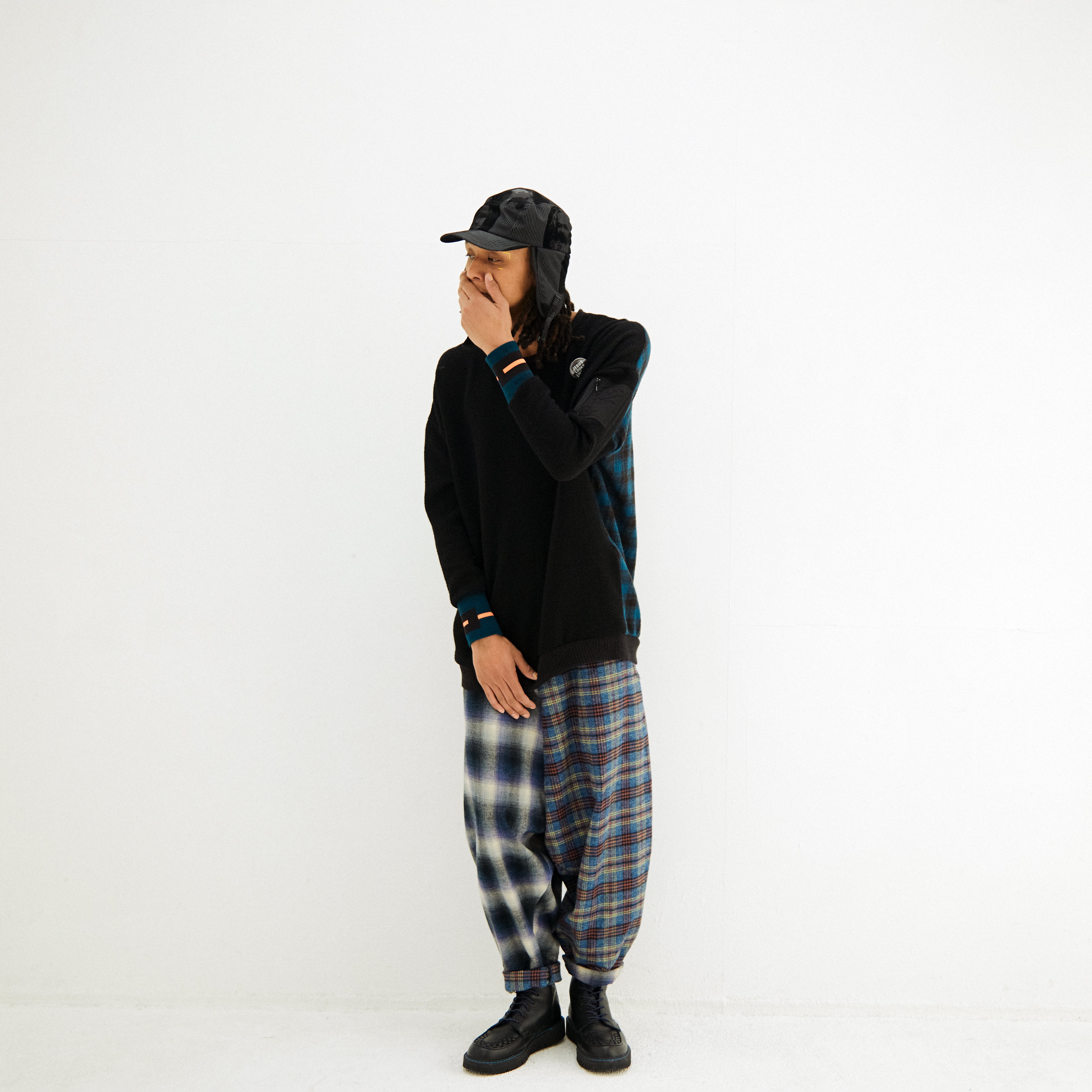 Half flannel check Wide Pants – Blue | STOF | 入荷予定アイテム