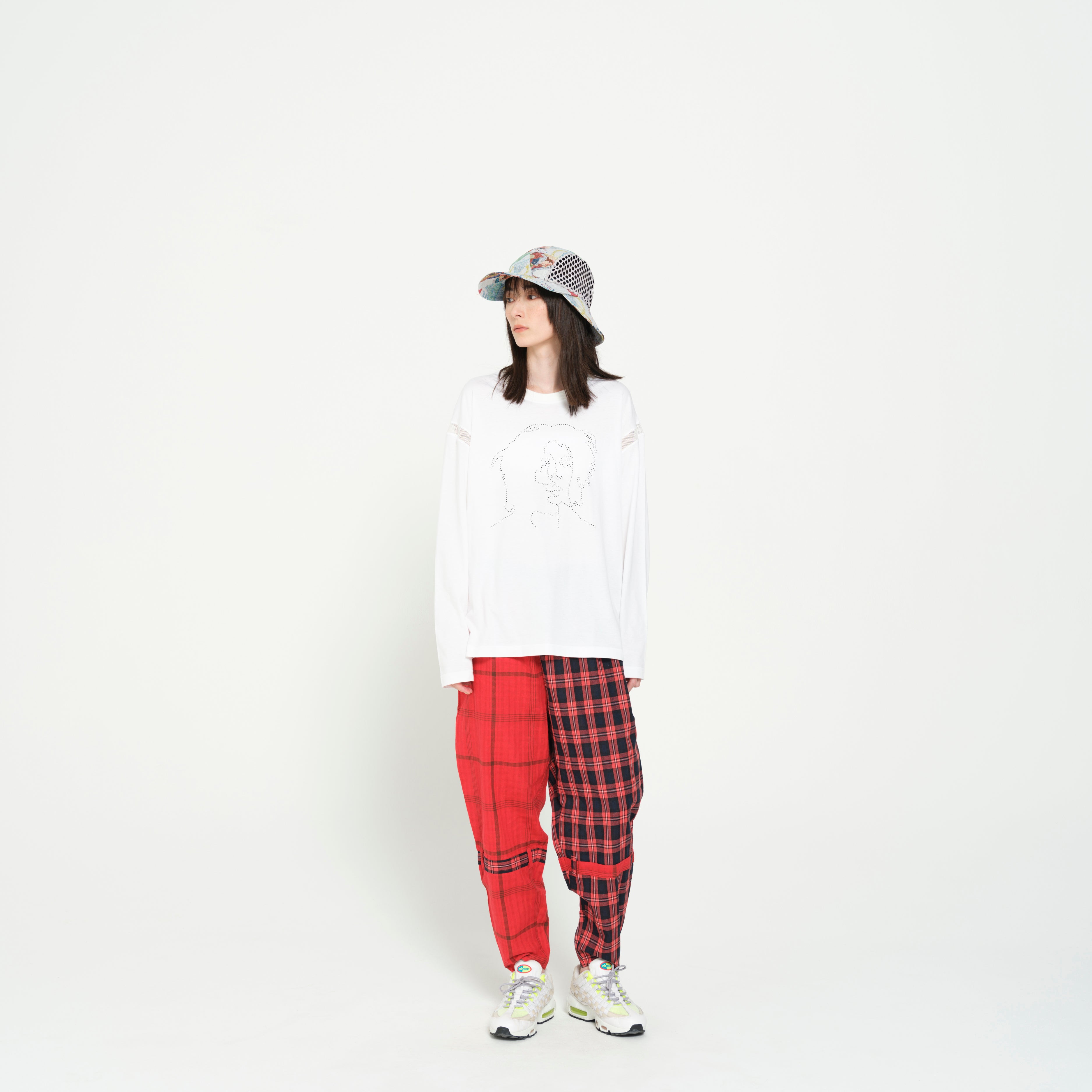 MIX CHECK BONTAGE PANTS | Color_Red | No_SF26SS-16_Red【STOF_ストフ】【入荷予定アイテム・入荷連絡可能】