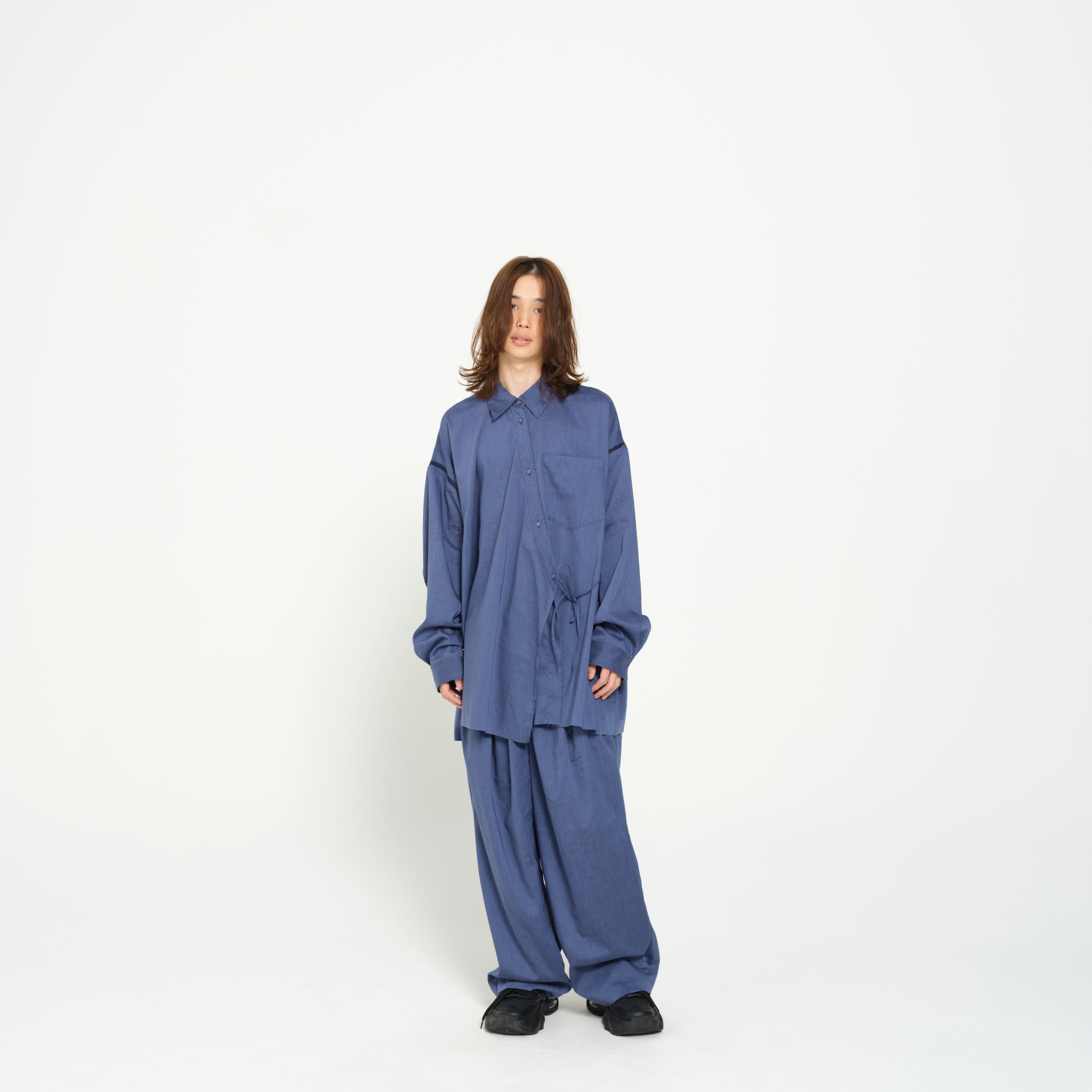 TRIPLE TUCK LINEN PANTS | Color_Blue | No_SF26SS-19_Blue【STOF_ストフ】【入荷予定アイテム・入荷連絡可能】