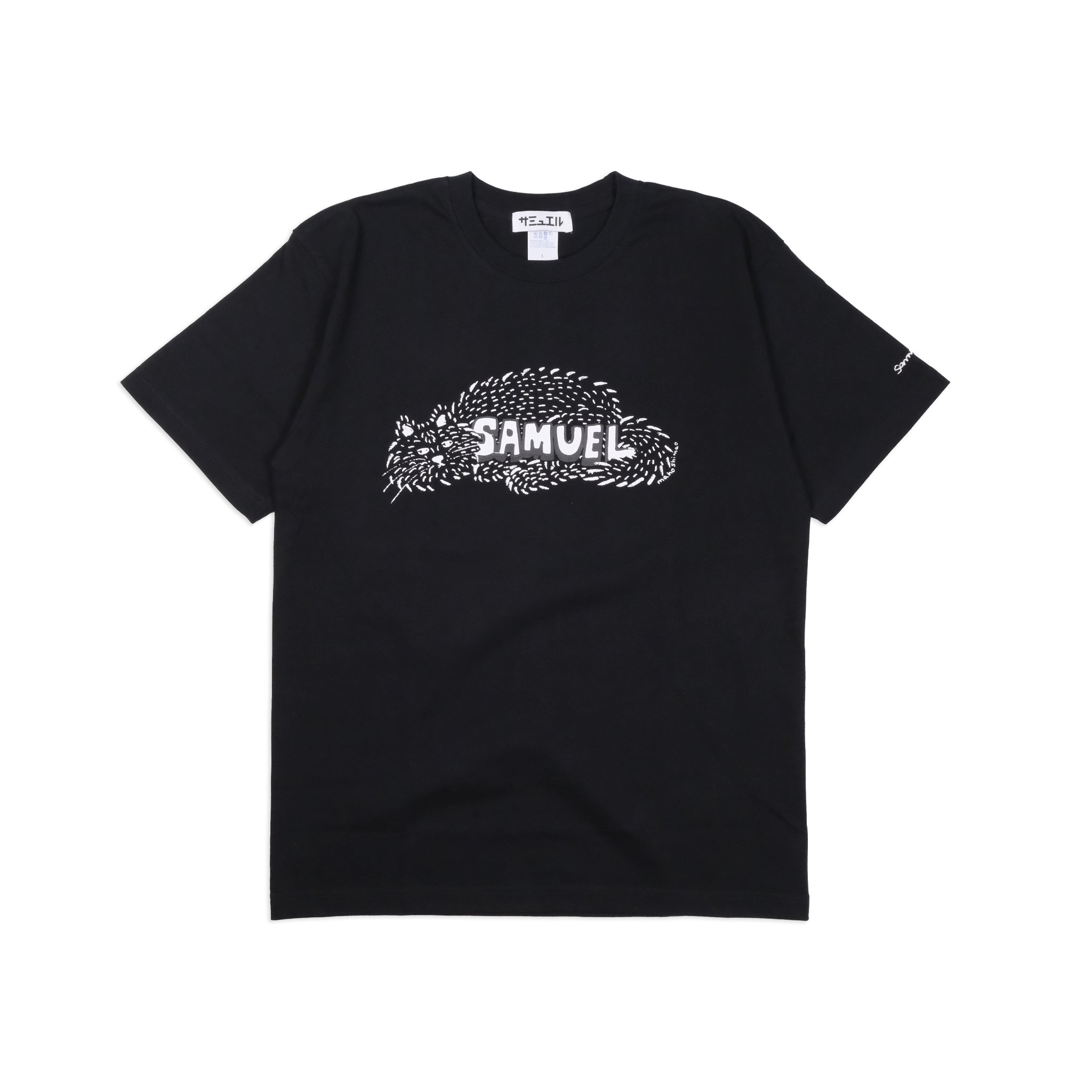 SAMUEL × SHIMAO MAHO CAT LOGO S/S TEE | Color:Black/Pink | S-25SS-SS-014【SAMUEL_サミュエル】 【ネコポス選択可能】