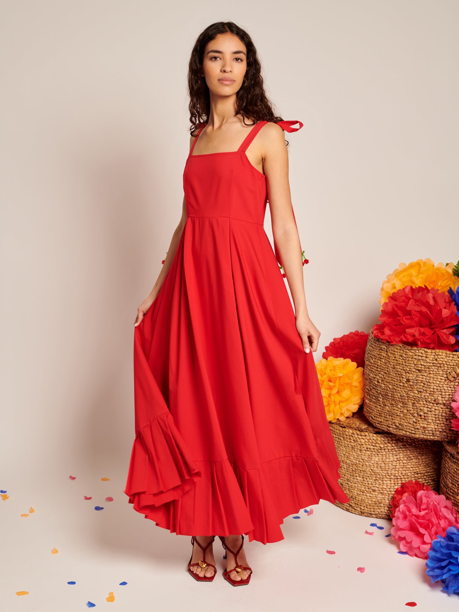 Carmen Maxi Dress | Color_Red | No_32SJ00DR2310RED_RED【SISTER JANE_シスタージェーン】